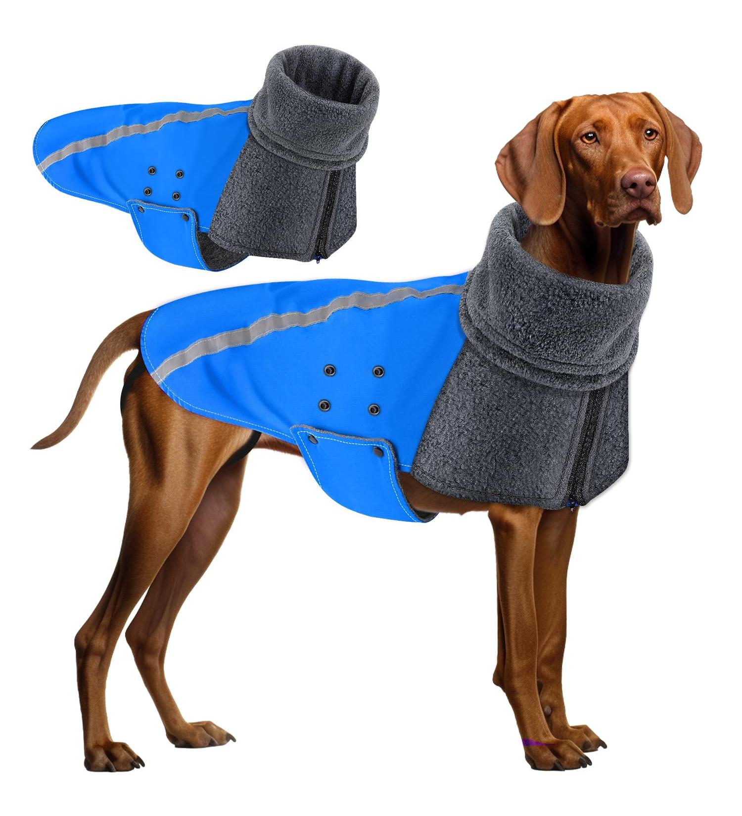 Slowton Winter Dog Coat - Warm Waterproof Jacket with Turtleneck & Reflective Strip for Small to Medium Dogs - L Blue - Buy Online on GoSupps.com