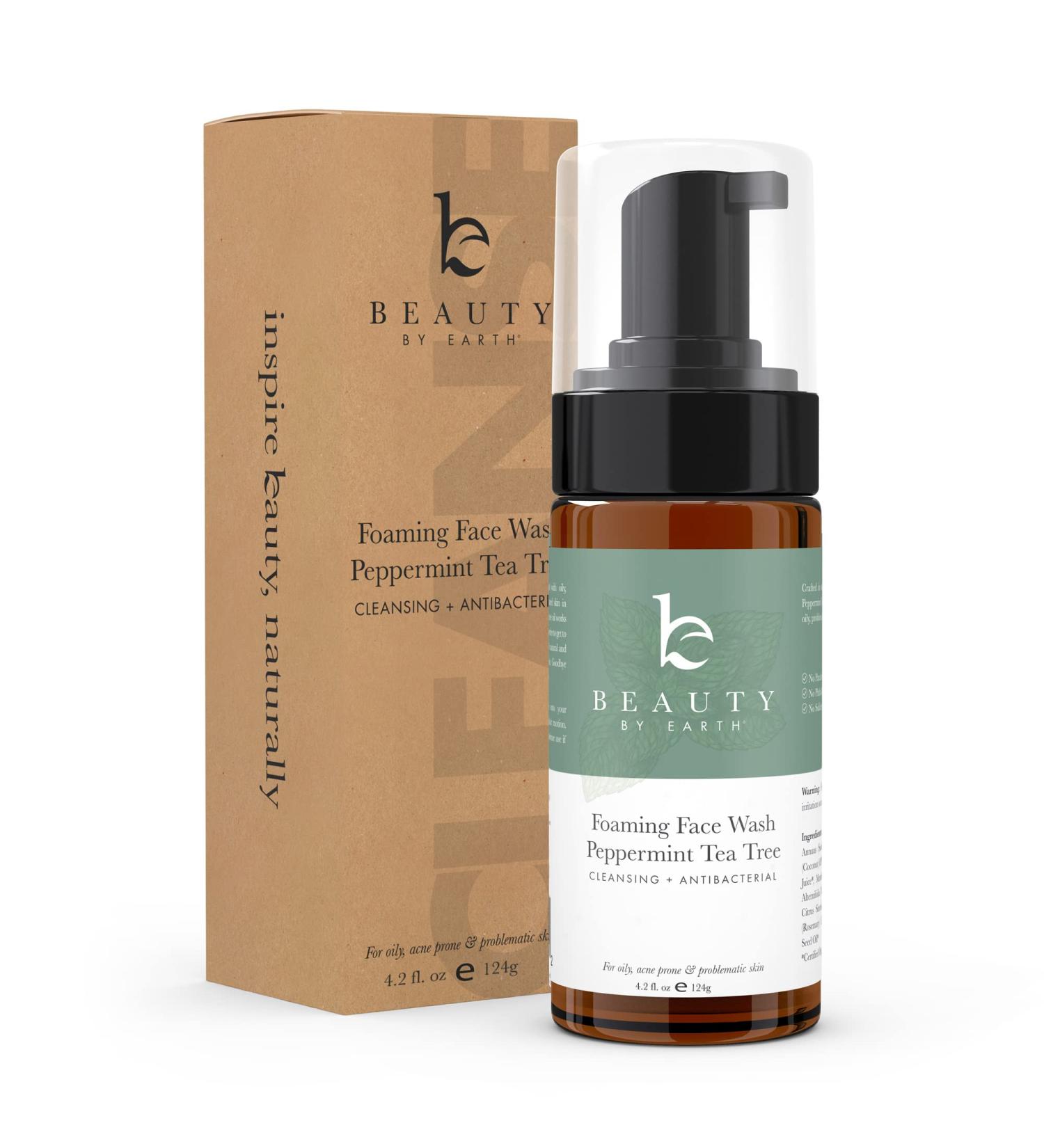 Organic Peppermint Tea Tree Foaming Face Wash for Acne - Natural Cleanser for Men and Women with Oily Skin - Buy Online on GoSupps.com