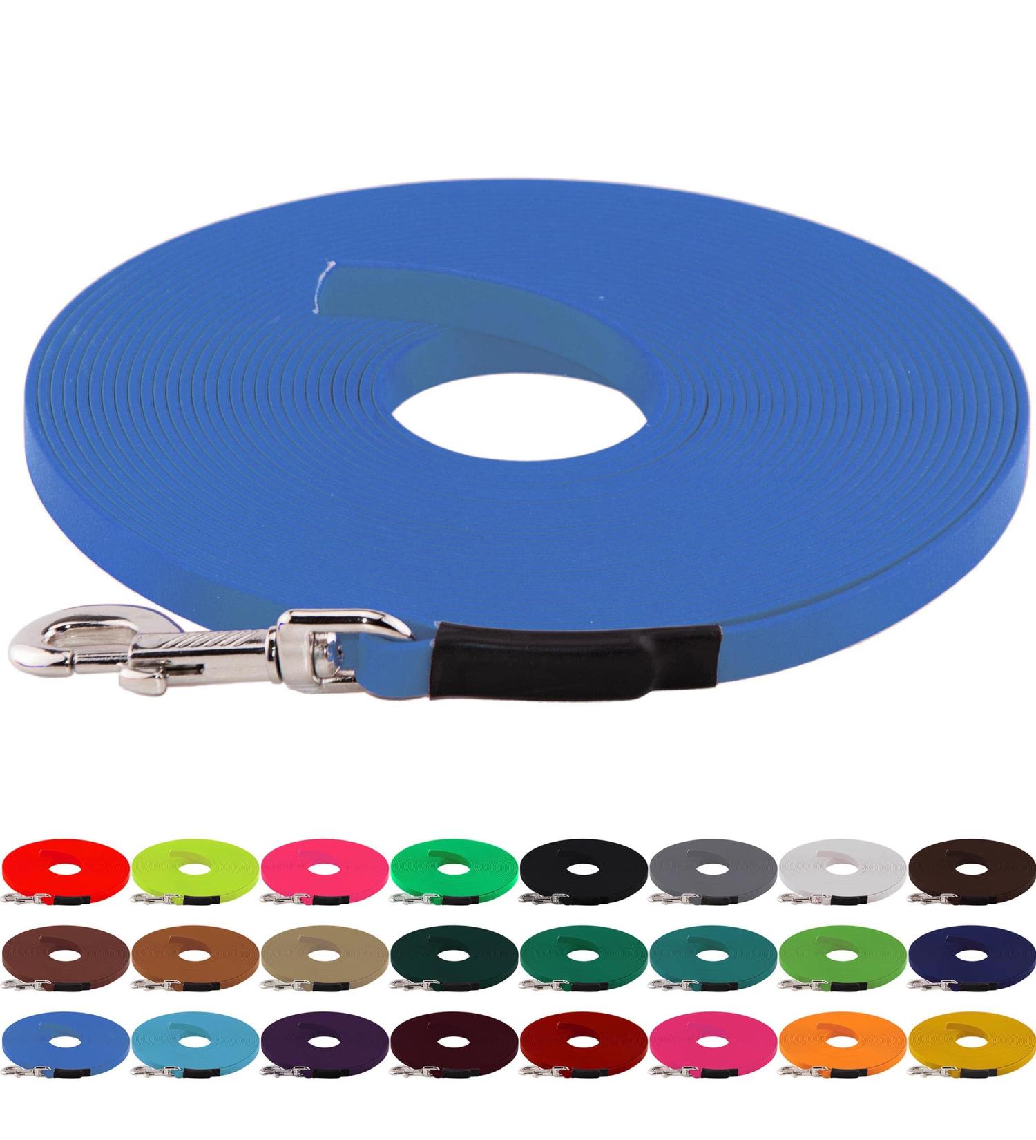 LENNIE BioThane Tracking Leash for Dogs 15-25kg | 1m Long No Hand Loop | Durable Azure Blue  - Buy Online on GoSupps.com