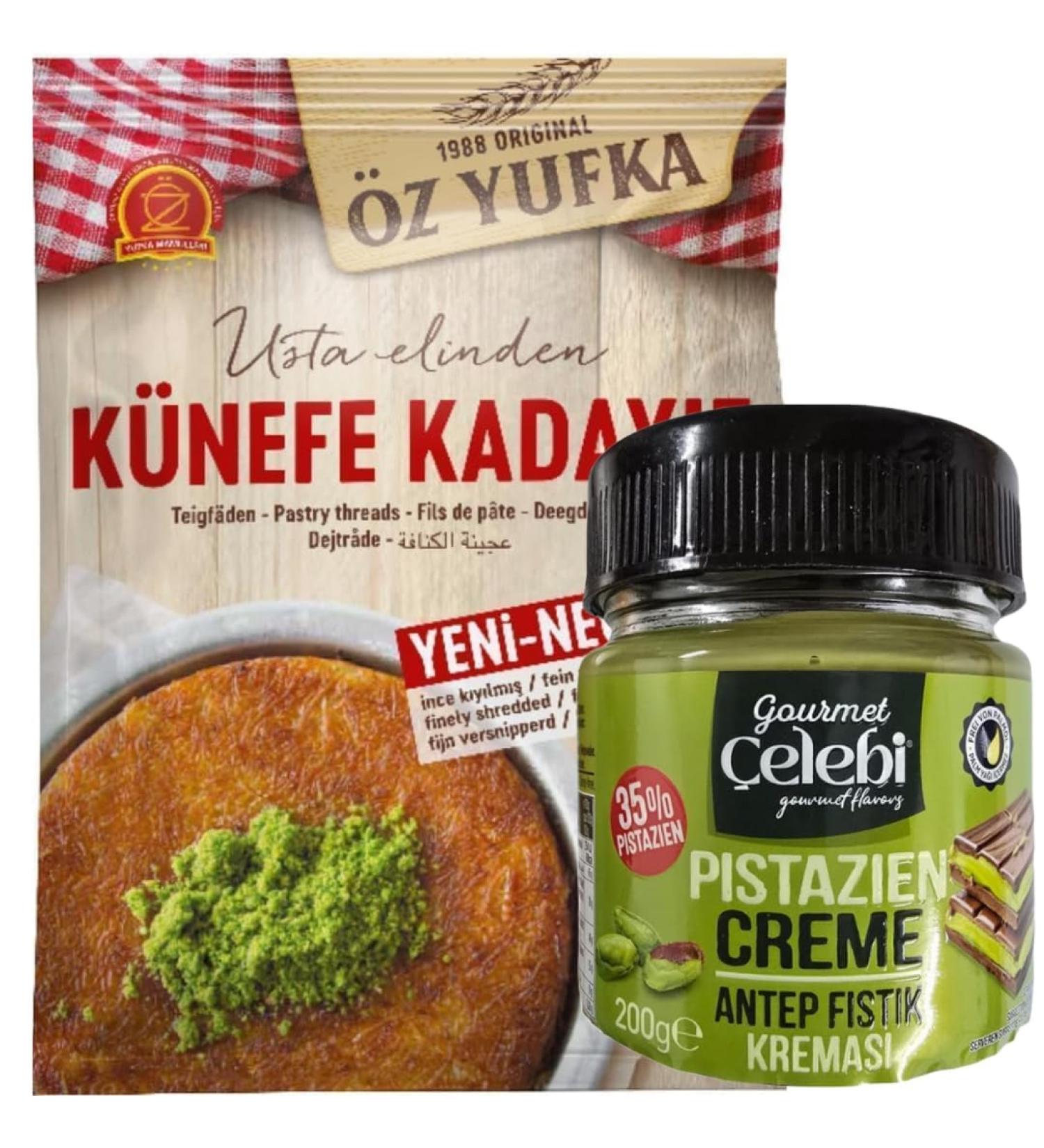 PUFAI Kataifi Kadayif Shredded Fillo Pastry Dough Kadaifi Taze Kadayif for Dubai Kunefe Kadaifi Chocolate 250g with Pistachio - Buy Online on GoSupps.com
