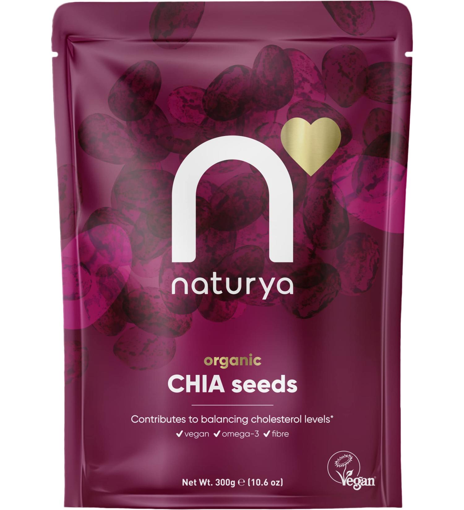 Naturya Organic Raw Chia Seeds 300g - Superfood Rich in Omega-3 & Fiber - Buy Online on GoSupps.com