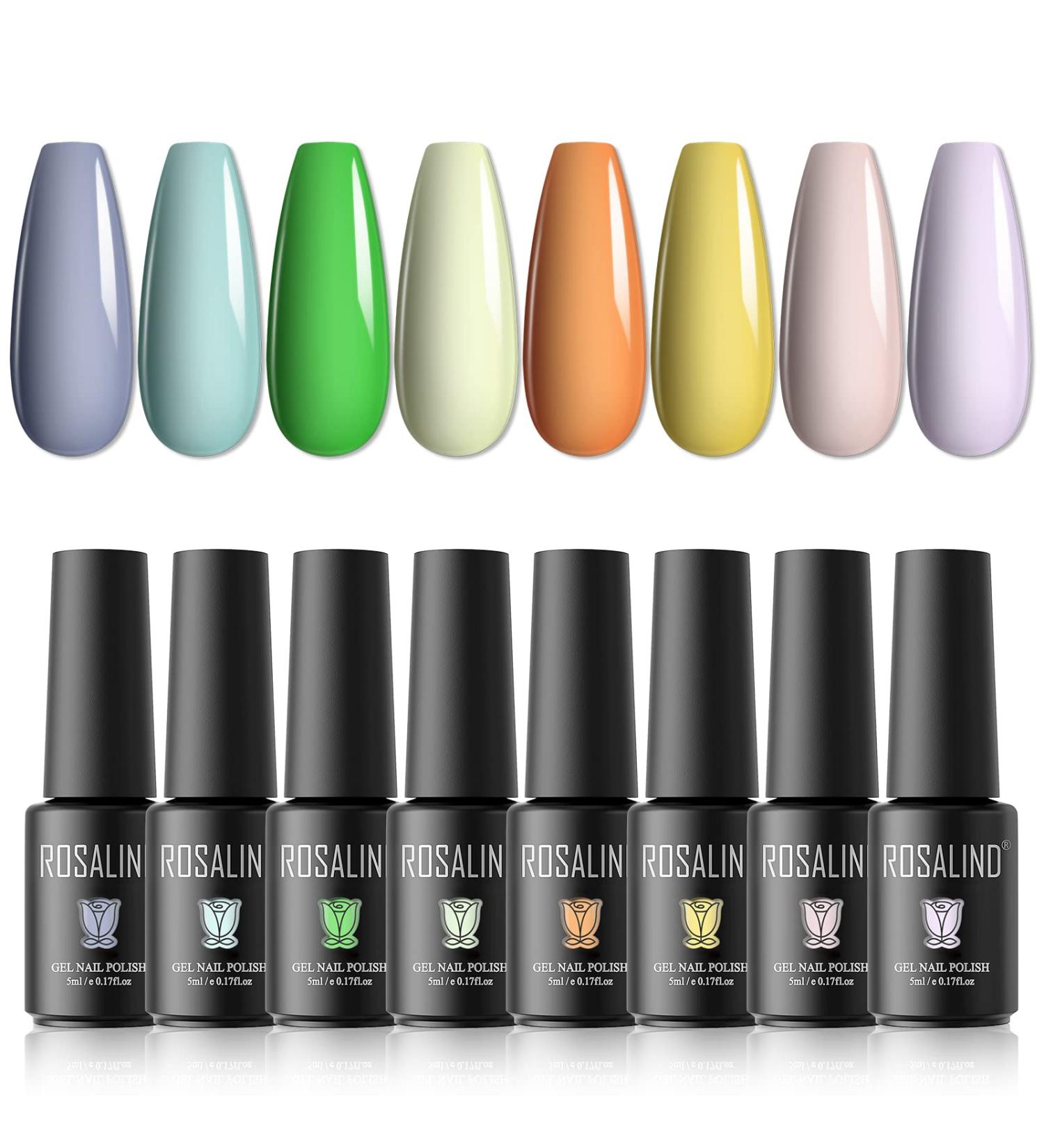 ROSALIND Gel Nail Polish Set 8Pcs 5ml Blue Green Nail Gel Yellow Purple Gel Nail Long Lasting Nail Gel Polish Kit Colors Series Soak Off LED/UV Nail Lamp Suitable As A Gift for Women To DIY At Home Pastel - Buy Online on GoSupps.com