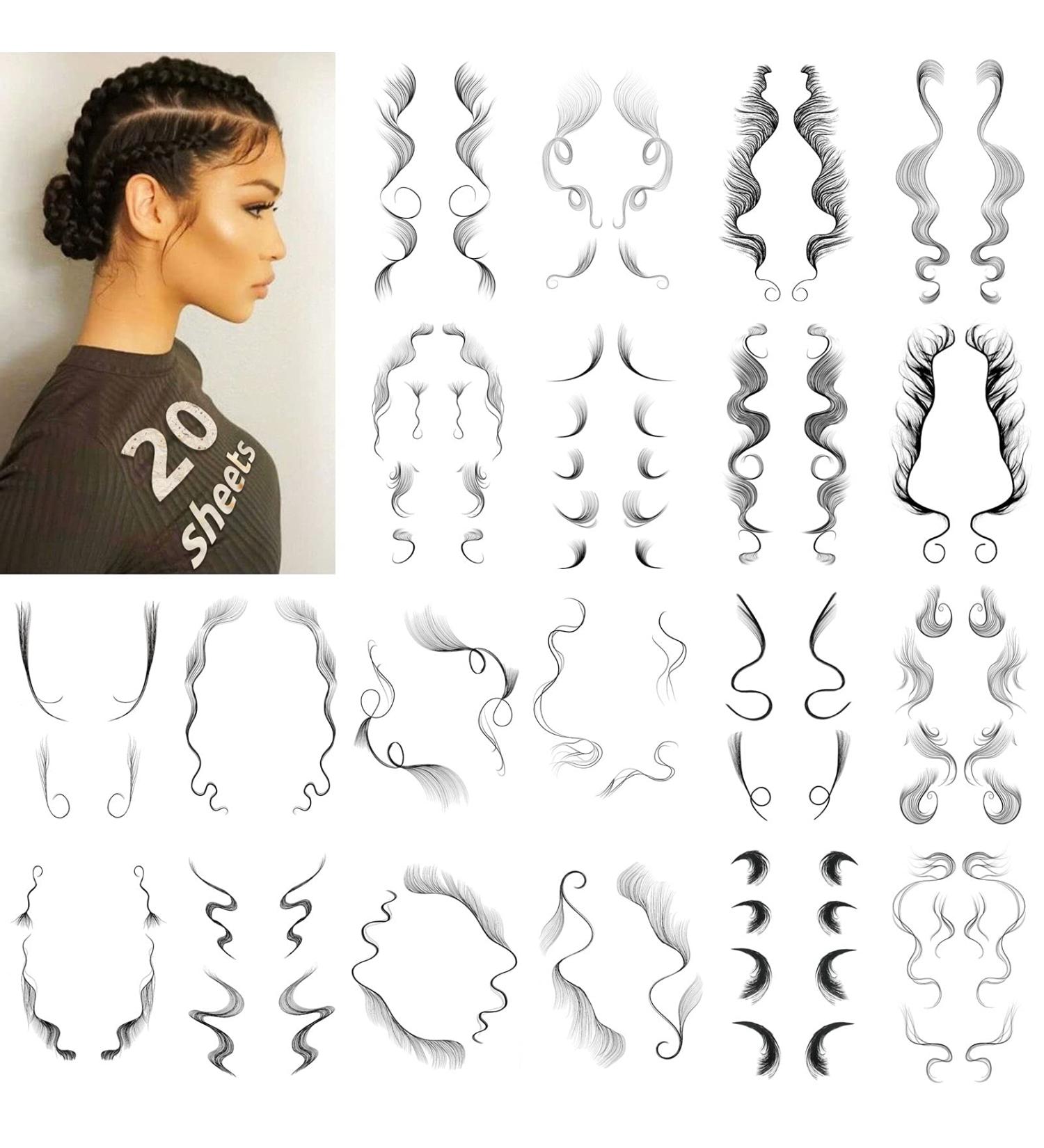 Onpep 20 Styles Hair Tattoo Stickers - 20Pcs Temporary Waterproof Hairline Tattoos for Women, Baby Hair, Curly Hair - Long Lasting Makeup Tool - Pack of 1 - Buy Online on GoSupps.com
