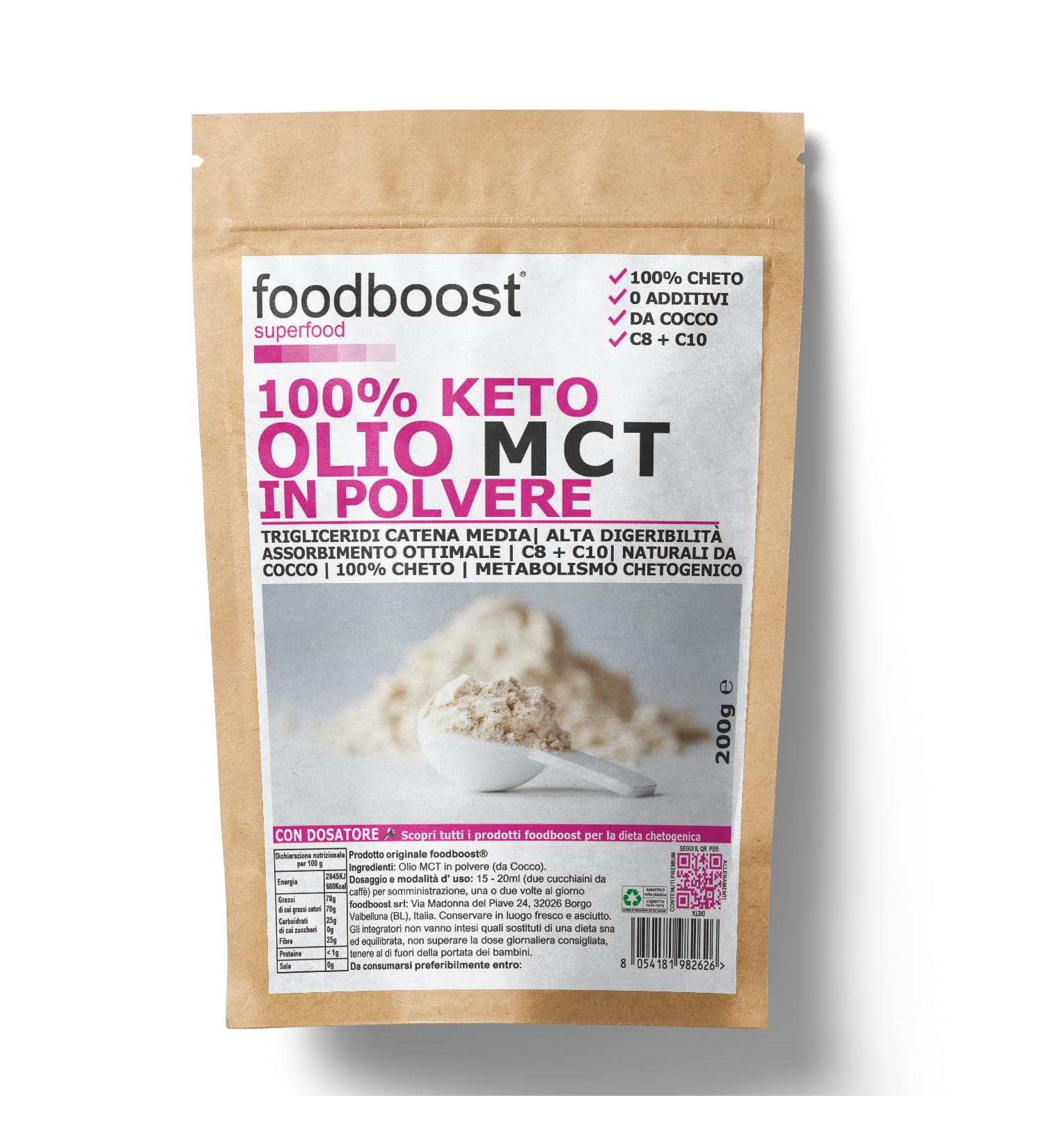  foodboost foodboost MCT Oil Powder 200g - Keto Diet - Natural Coconut MCT - 100% Pure No Additives - For Increasing Ketone Bodies - Buy Online on GoSupps.com