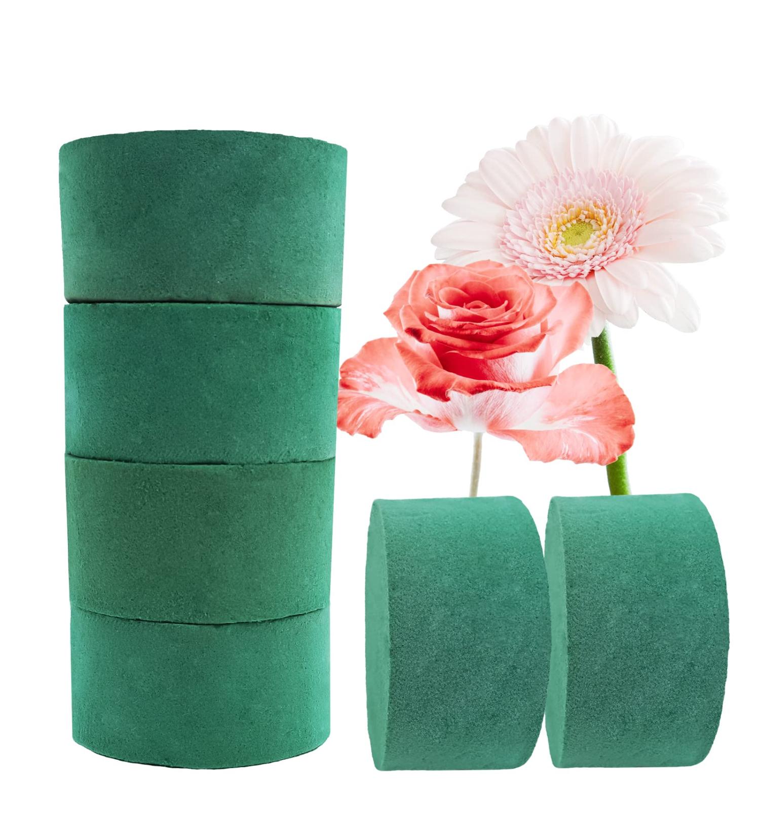 6 Pcs Round Floral Foam Blocks for Fresh & Artificial Flower Arrangements - Prashent Green Wet Dry Plant Foam - DIY Craft - 3.2 X 1.6 (6pcs) - Buy Online on GoSupps.com