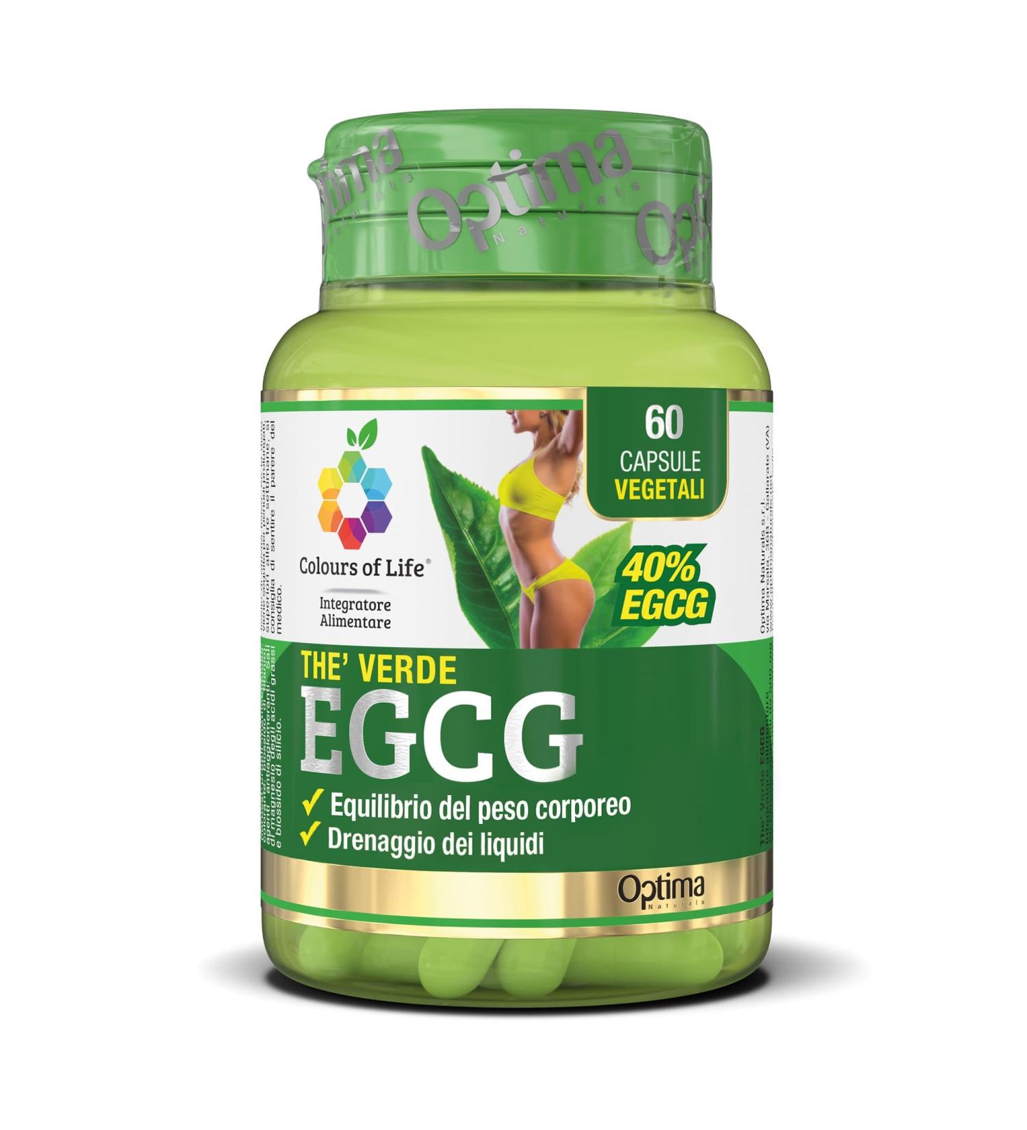Colours of Life Green Tea EGCG - Suppl ment de th vert - pour l' quilibre du poids corporel et le drainage des fluides - sans gluten et v g talien 60 g lules v g tariennes