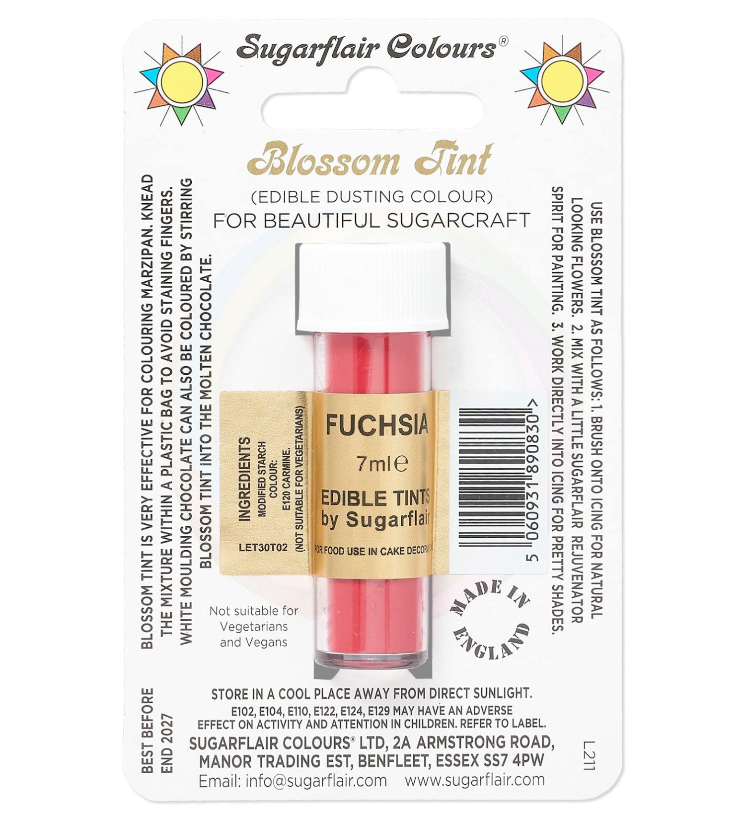 Sugarflair Fuchsia Blossom Tint Food Colouring and Dusting Powder Matt Finish Brush On or Mix with Rejuvenator Spirit to Create a One of A Kind Cake - 7ml