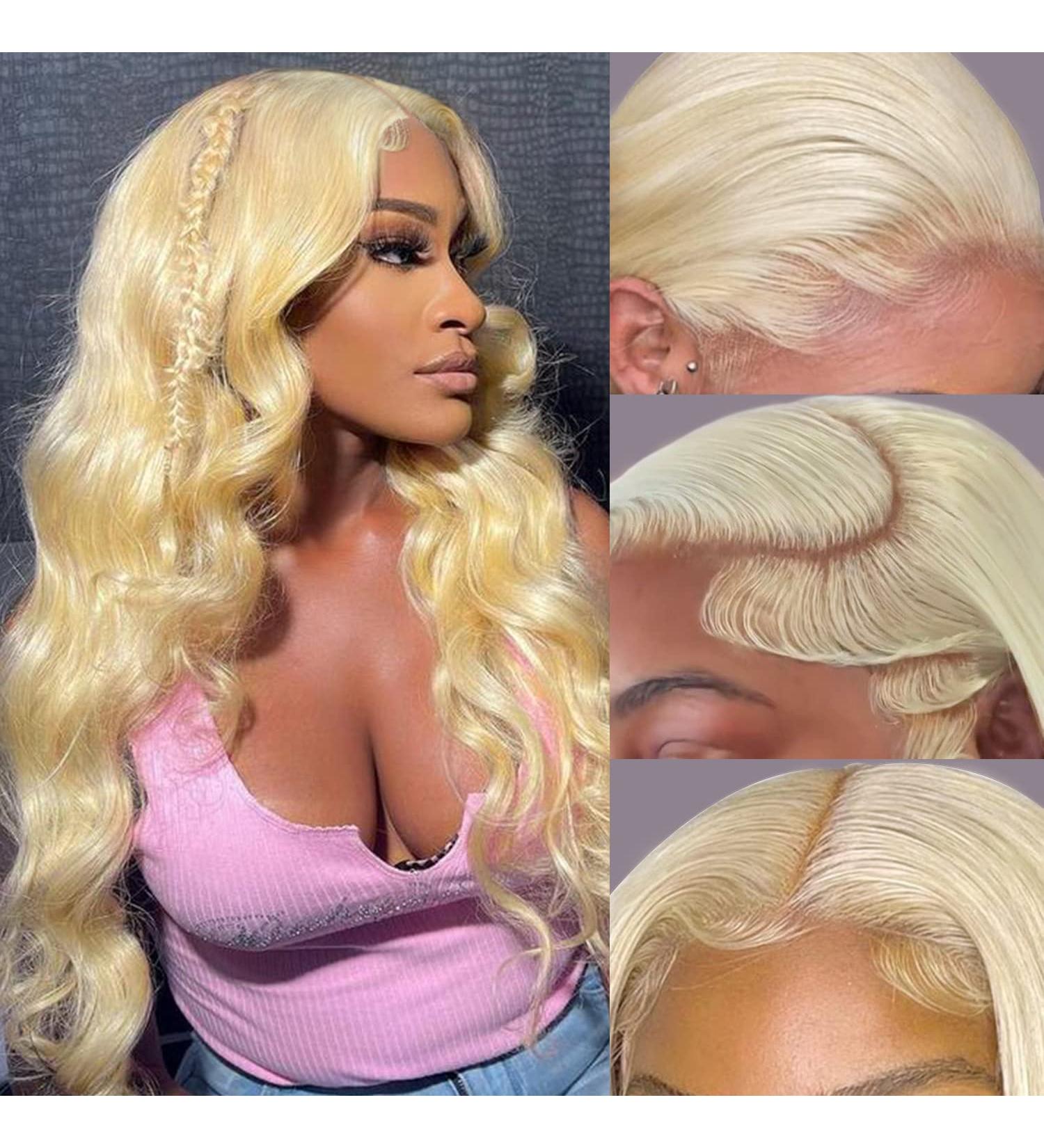 26 613 Blonde Body Wave Lace Front Wig Human Hair 13x4 - Pre Plucked with Baby Hair - 150% Density Brazilian Lace Frontal Wig for Women - Buy Online on GoSupps.com