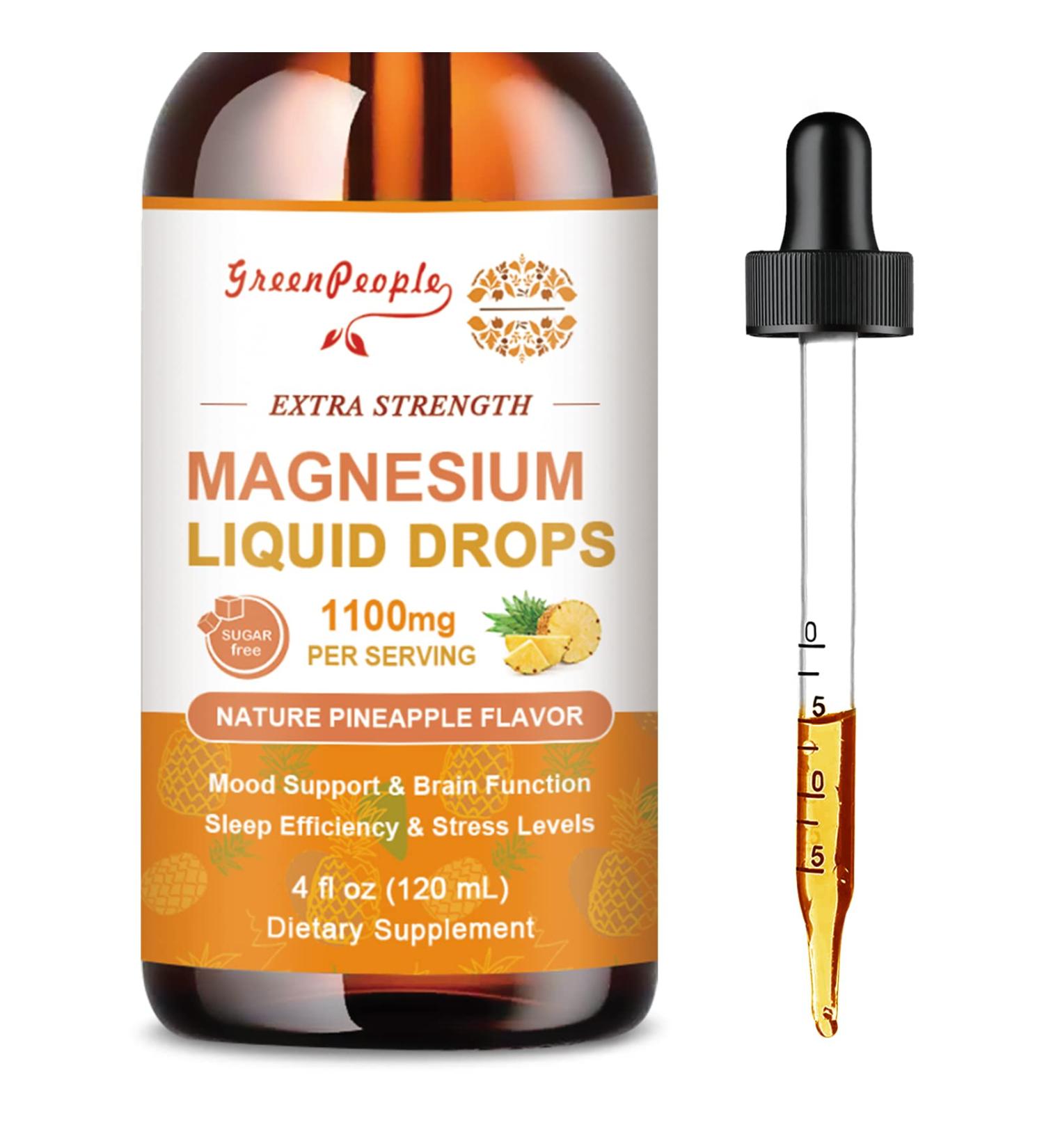 17-in-1 Magnesium Threonate Liquid Drops 1100mg | Glycinate 400mg & Citrate 500mg | Sugar-Free Pineapple Flavor | Calm Mood, Muscle & Sleep Support | 4 Fl Oz - Buy Online on GoSupps.com