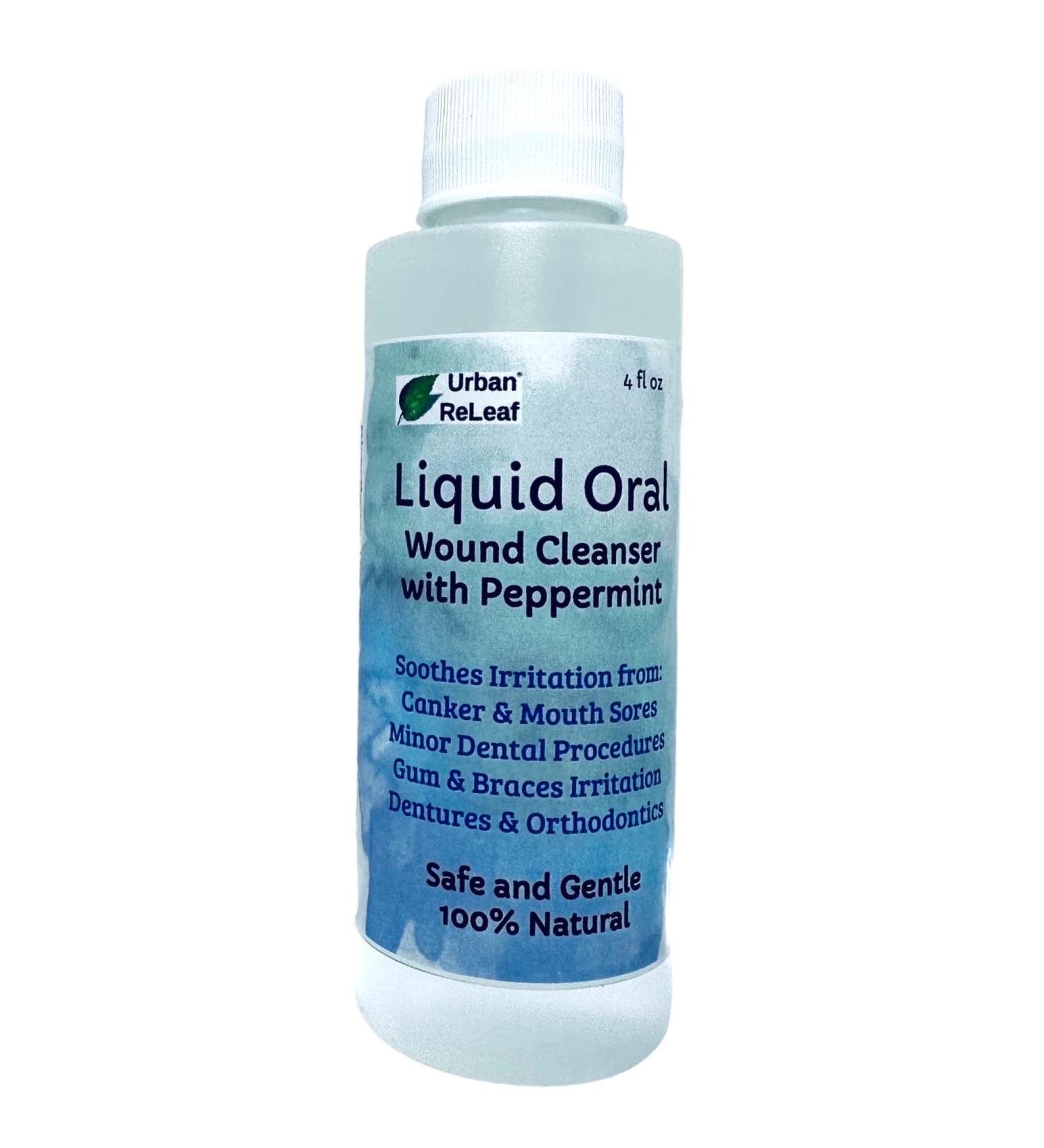 Urban ReLeaf Liquid Oral Wound Cleanser with Peppermint - Natural Sea Salt Soak for Dental Care | Soothe Irritation and Speed Healing for Braces, Mouth, Gum, Canker Sores, Orthodontics, and Dentures - Fresh Mint - Buy Online on GoSupps.com
