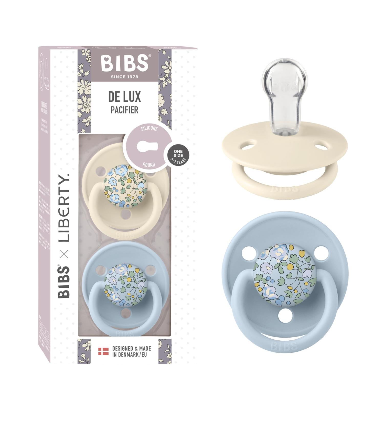 BIBSE de Lux BPA-Free Cherry Shape Silicone Pacifier 2-Pack for 0-36 Months Made in Denmark | Eloise Baby Blue - Buy Online on GoSupps.com