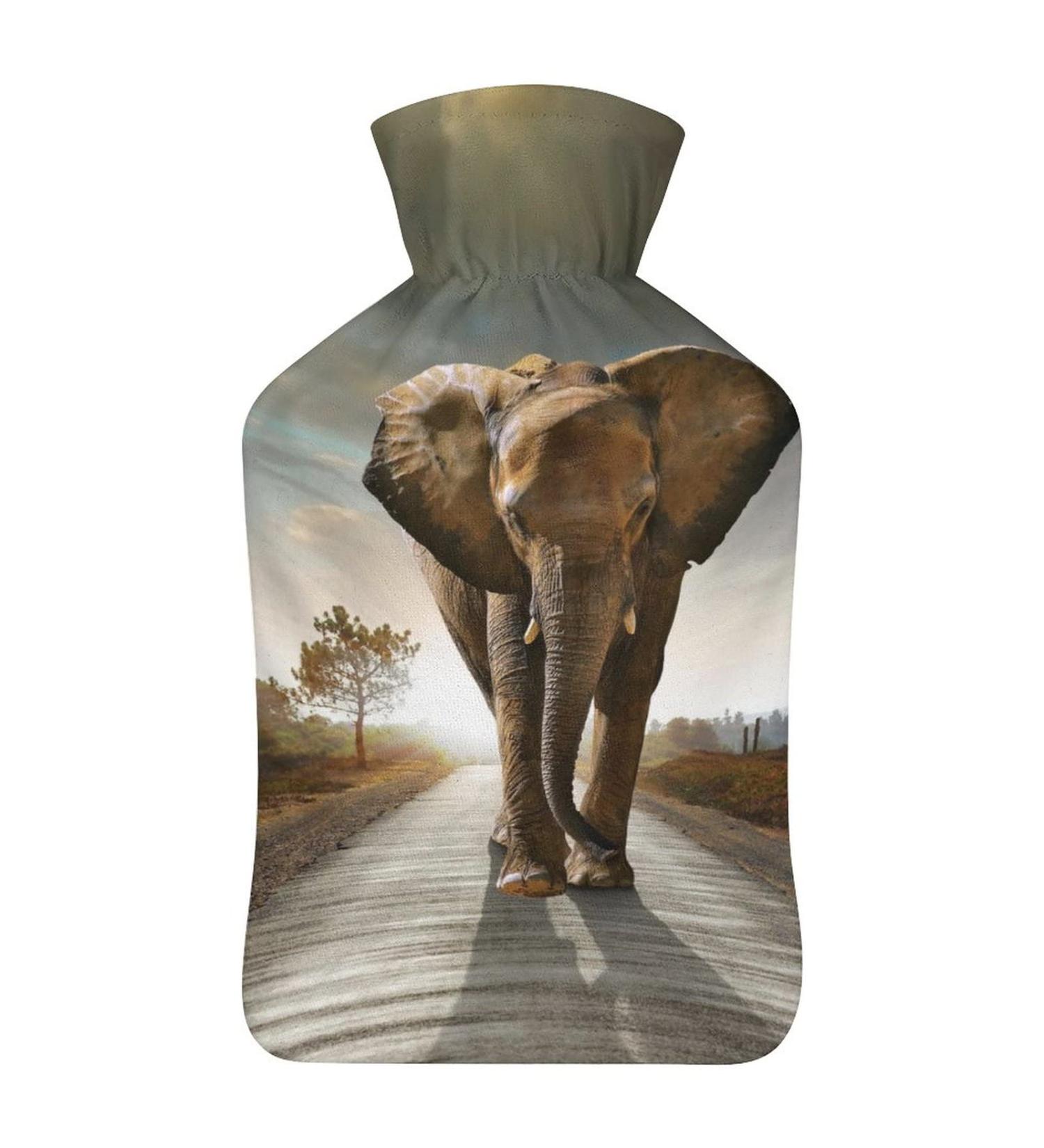 Elephant Hot Water Bottle with Plush Cover - Warm Comfort for Adults & Children (26.5x15.3cm) - Perfect for Home & Travel - Buy Online on GoSupps.com