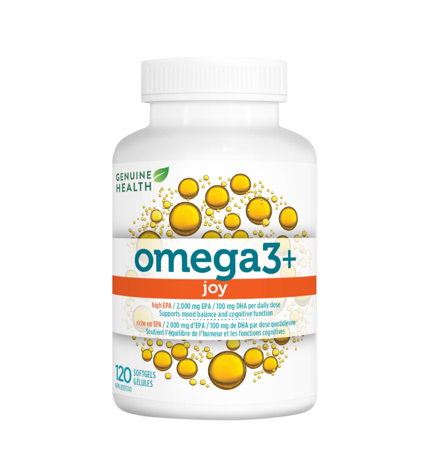 Genuine Health Omega3+ Joy 120 softgels 2000mg EPA 100mg DHA Supports healthy daily mood balance Wild-caught Non-GMO 120 count (Pack of 1) - Buy Online on GoSupps.com