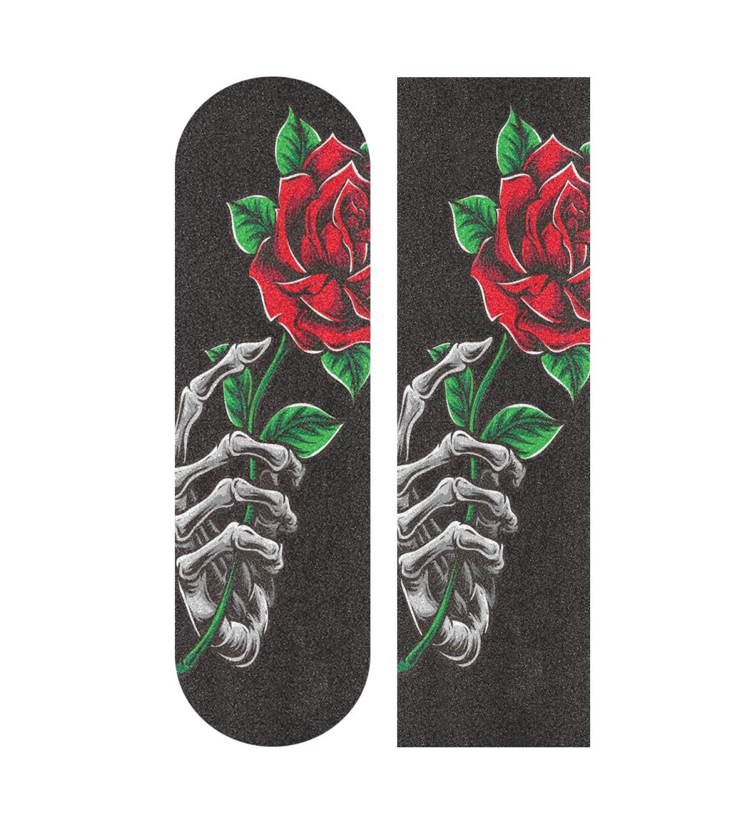 Skull Rose Flower Skateboard Grip Tape - 33 X 9 Inches | Longboard Griptape for Teens - Bubble Free & Anti-Slip - Buy Online on GoSupps.com
