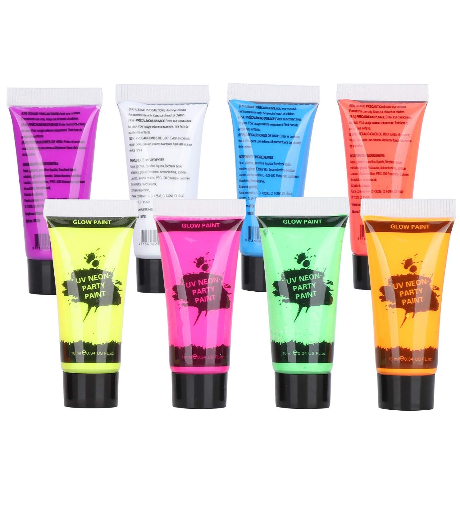  Garosa Body Paint 8 Tubes 10mL Fluorescent in the Dark Makeup for Face and Body Fluorescent Body Paints - Buy Online on GoSupps.com