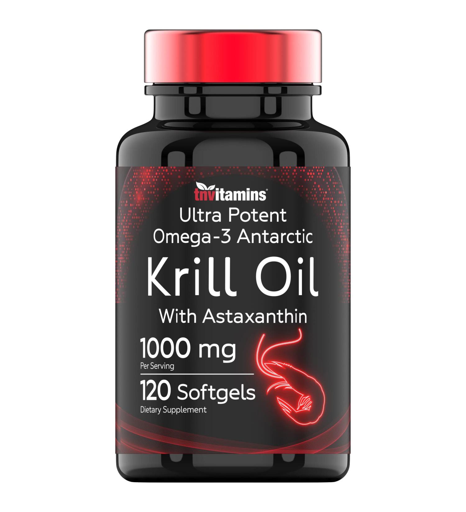 Antarctic Krill Oil 1000mg - 120 Softgels with Astaxanthin | 1000mg Red Krill Oil 200 mg Phospholipids 120 mg EPA 80 mg DHA 200 mcg Astaxanthin | Potent & Pure Omega-3 Cold Water Antarctic Krill - Buy Online on GoSupps.com