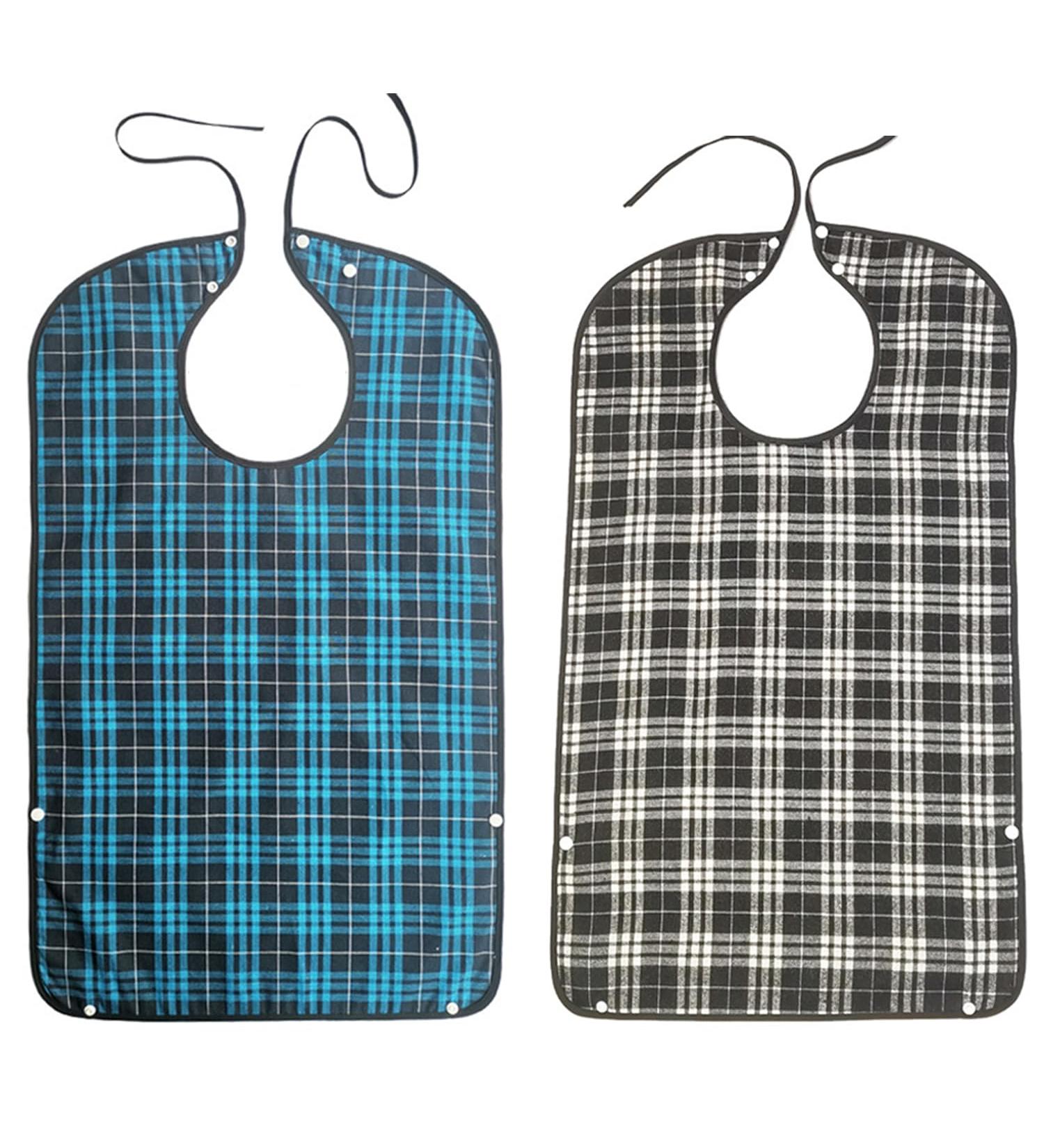 Adult Bib Reusable Washable Clothing Protector Waterproof Extra Long Bibs for Men Women Black Blue - Buy Online on GoSupps.com