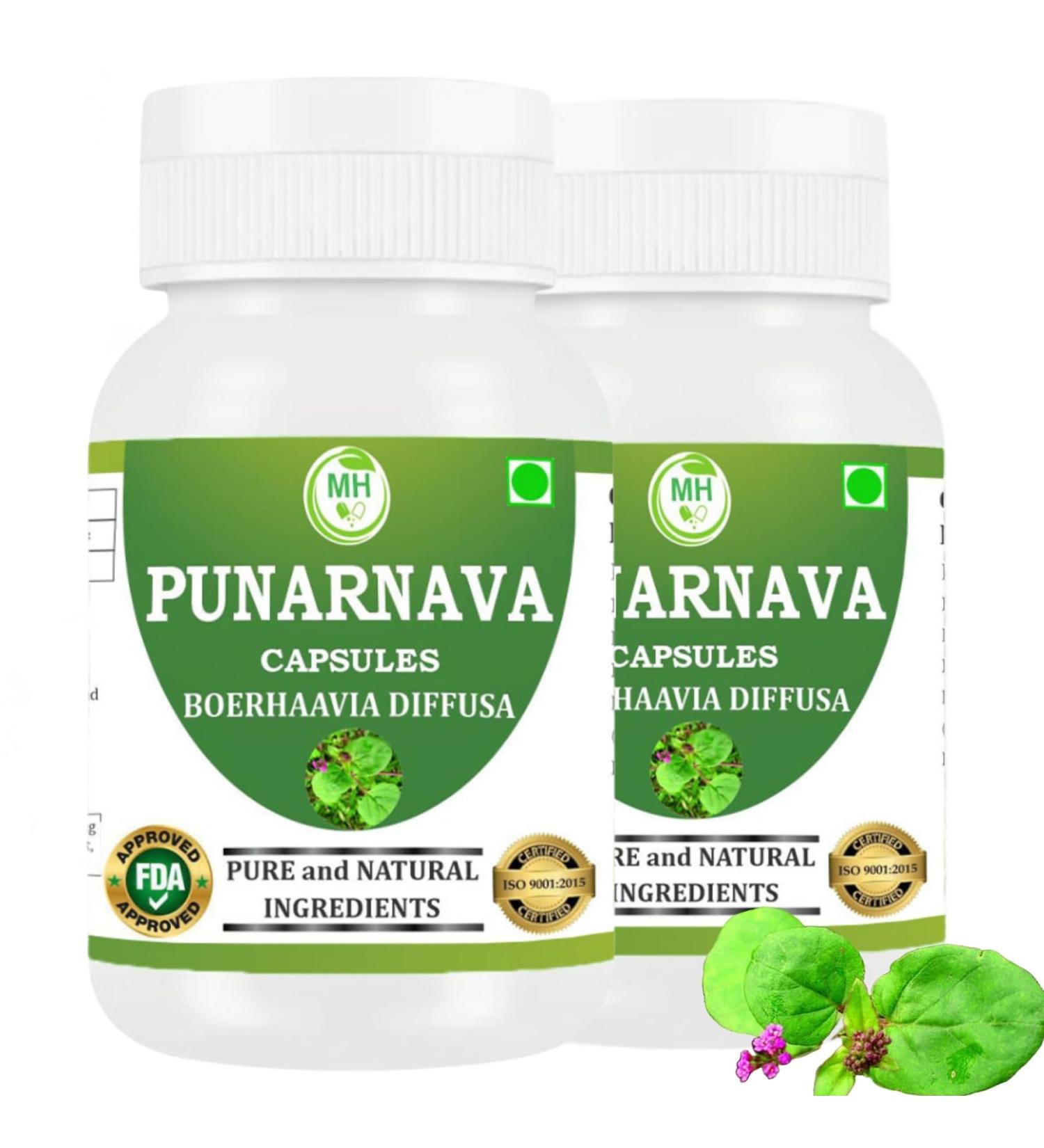 Morsan Healthcare Punarnava Capsules (Boerhaavia Diffusa) 500mg 60 Veg Capsules | Herbal Wellness Supplement for Natural Kidney & Liver Support | Plant-Based Detox & Cleansing Formula | Pack of 2 - Buy Online on GoSupps.com