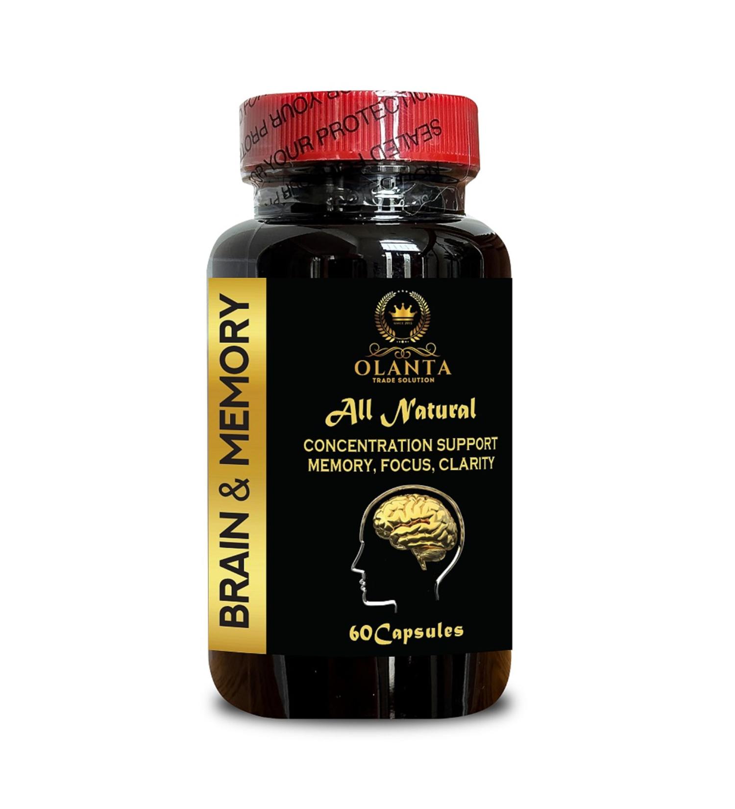 OLANTA TRADE SOLUTION Brain and Memory Supplements - Brain Vitamins Cognitive Function Memory and Clarity Boost Concentration Support Focus Capsules with Ginkgo Biloba - 1 Bottle 60 Capsules - Buy Online on GoSupps.com