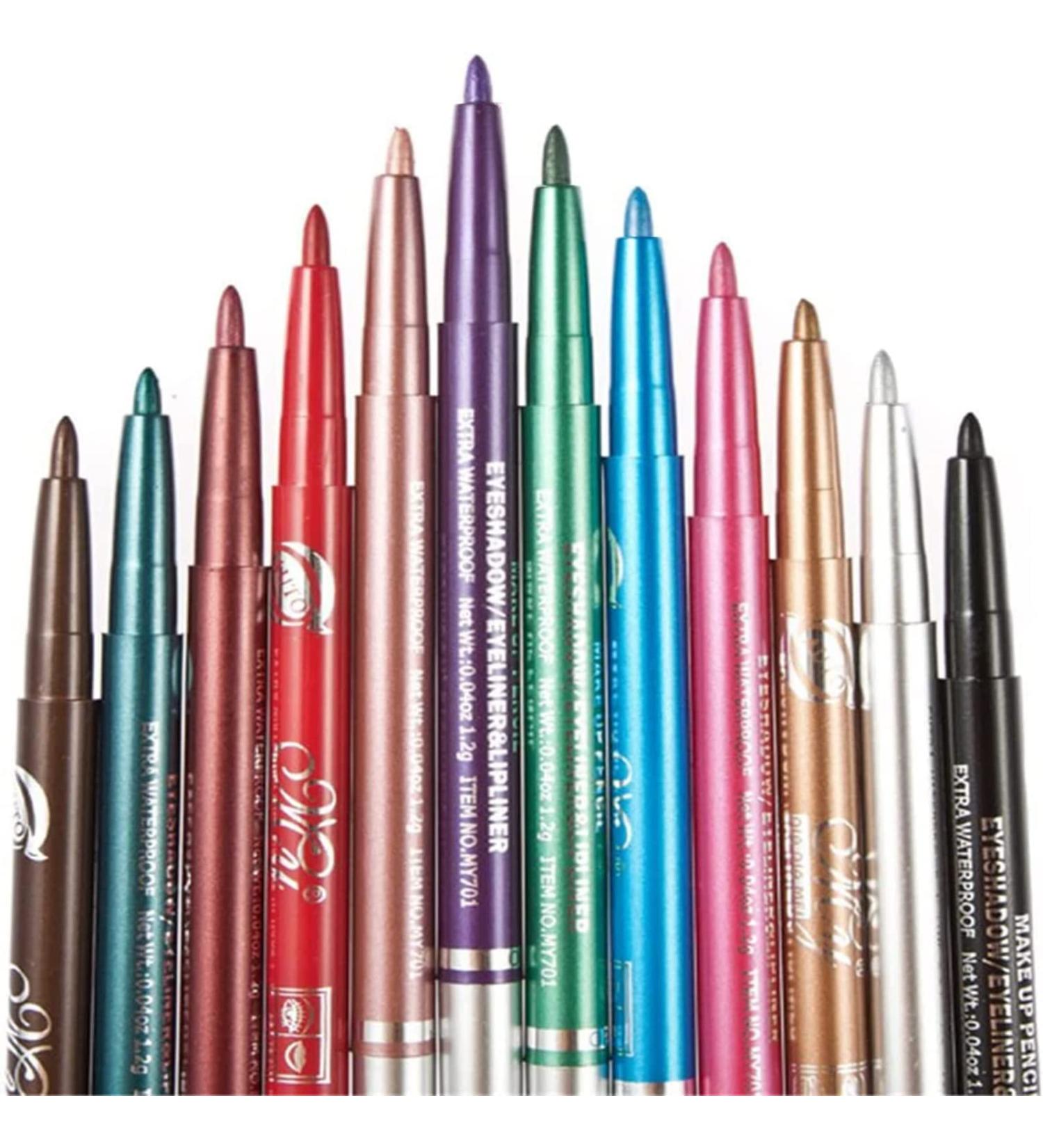 Chargenyang 12 PCS Colorful Eyebrow Pencil Eyeliner Eyebrow Lip Liner Pencil Pen Makeup Cosmetic Set Kit Retractable Long-Lasting Smooth Waterline Eye Liner Lip Liner Eyeshadow Eyeliners for Women - Buy Online on GoSupps.com