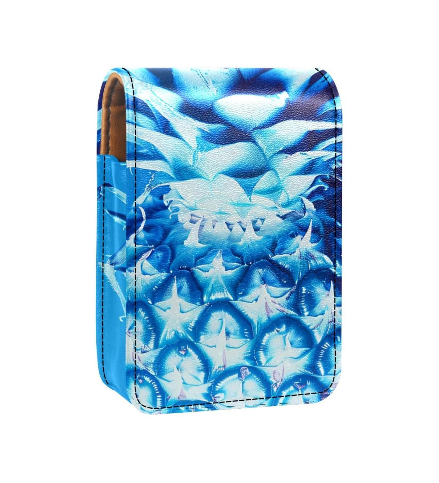 Travel Lipstick Organizer Case | Portable Makeup Bag with Mirror | Watercolor Pineapple Design - Buy Online on GoSupps.com