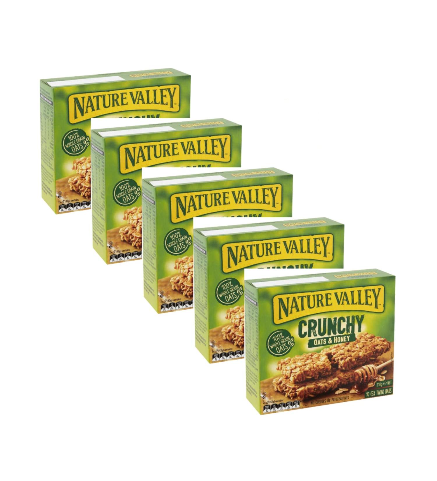 Nature Valley | Barres de C r ales Croquantes Flocons d'Avoine Entier et Miel Sans Colorants Sans Conservateurs Sans Lactose Convient aux V g tariens - 5 x 210 Gr (Total 50 Barres) - Buy Online on GoSupps.com