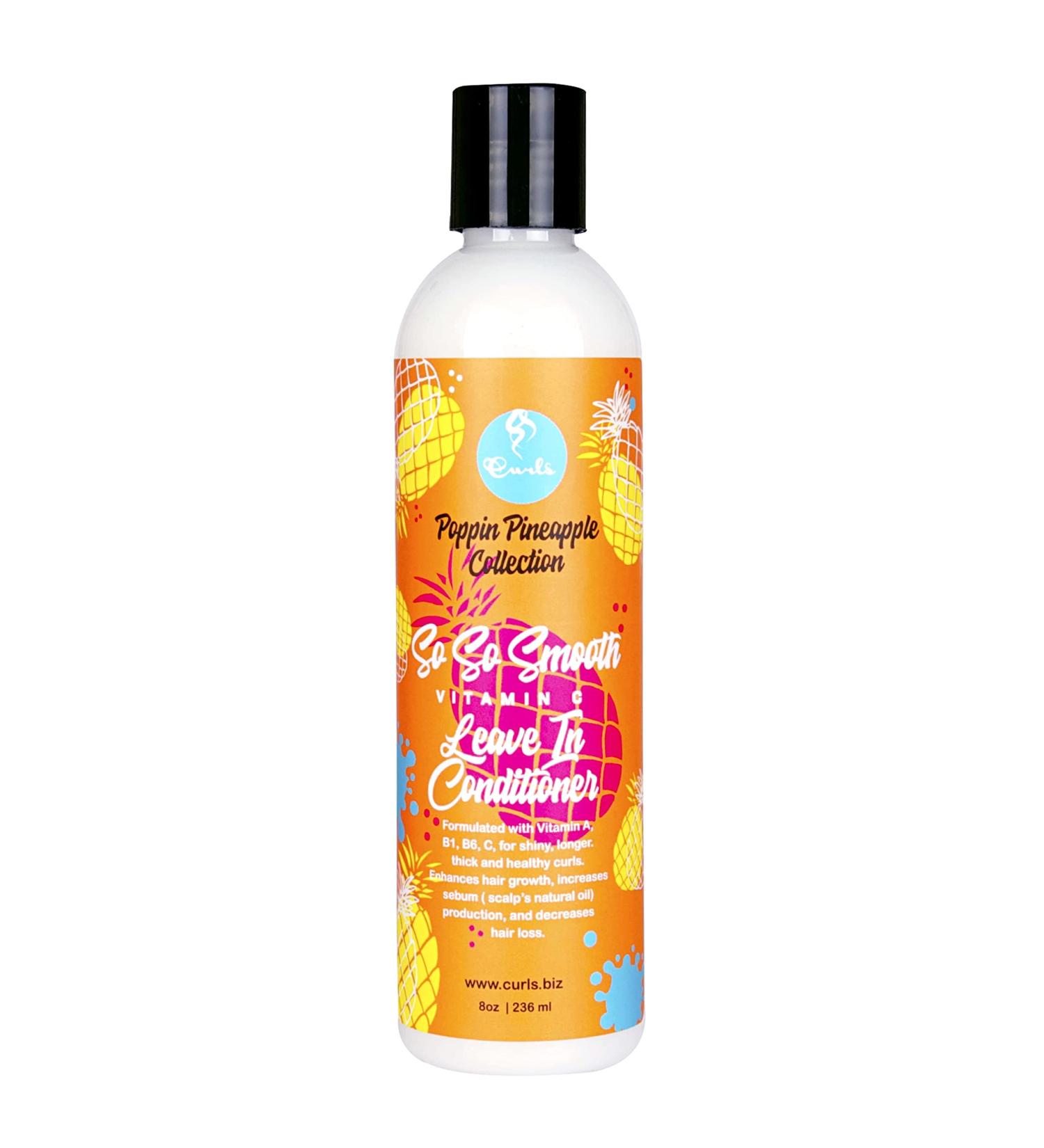Curls Poppin Pineapple So So Smooth Vitamin C Leave In Conditioner - 8 oz | For Shiny, Longer, & Thick Hair | Protein-Free Formula - Buy Online on GoSupps.com