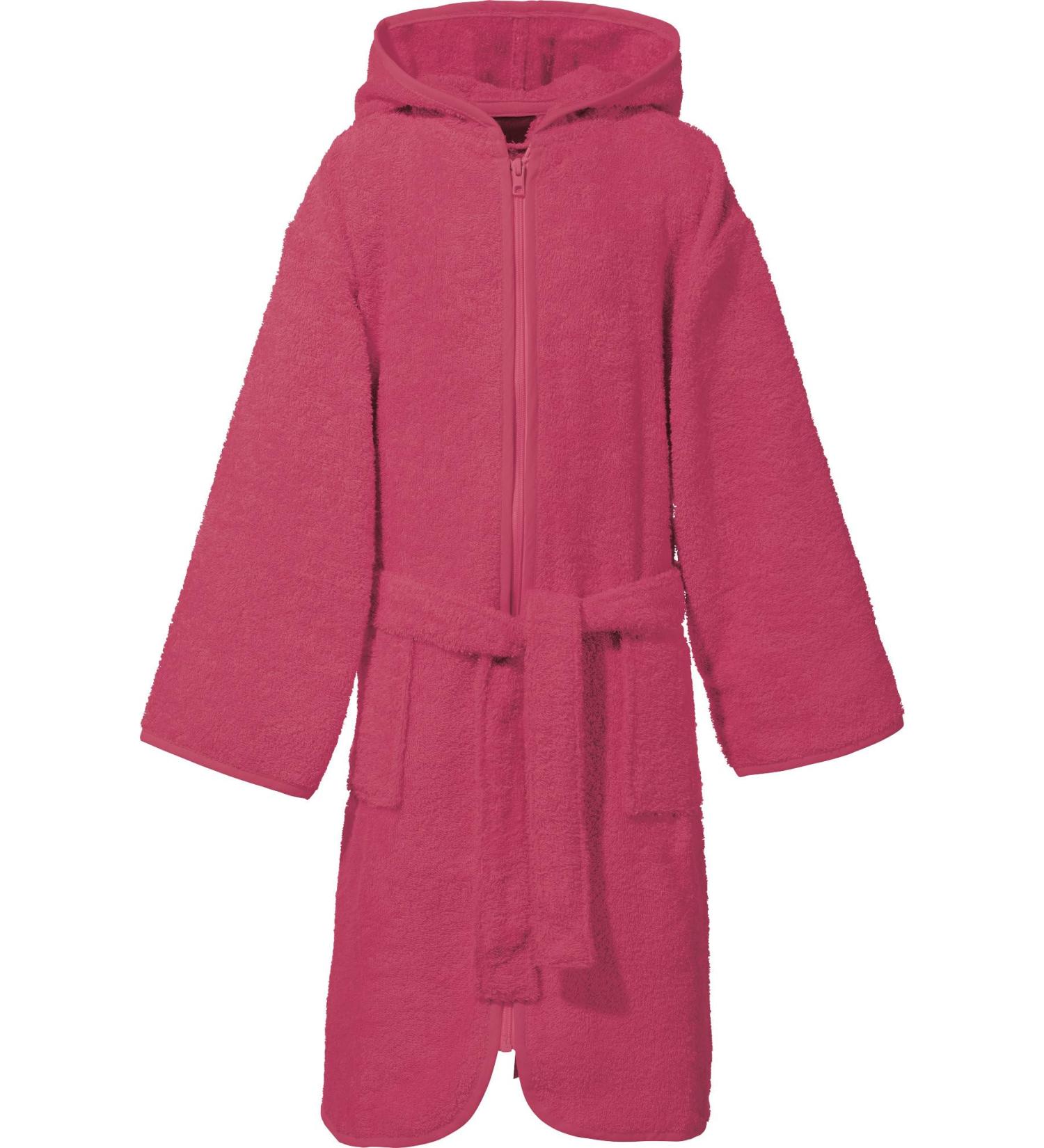 Erwin M ller Children's Zipper Bathrobe with Hood - 100% Cotton Fuchsia Size 122/128 | Soft & Durable | Perfect for Kids - Buy Online on GoSupps.com