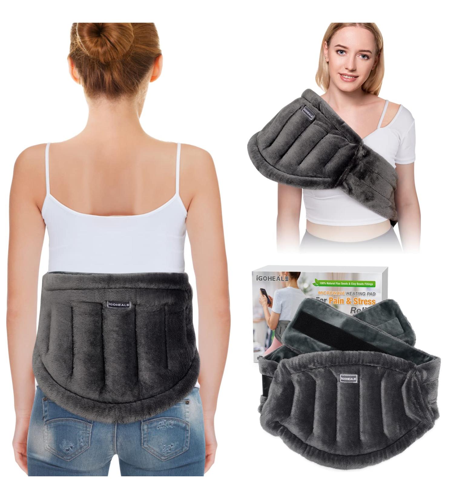 IGOHEALS Microwave Heating Pad for Back Pain Relief - Soft Reusable Wrap for Hot/Cold Therapy on Waist, Stomach, Shoulder & Neck - Buy Online on GoSupps.com