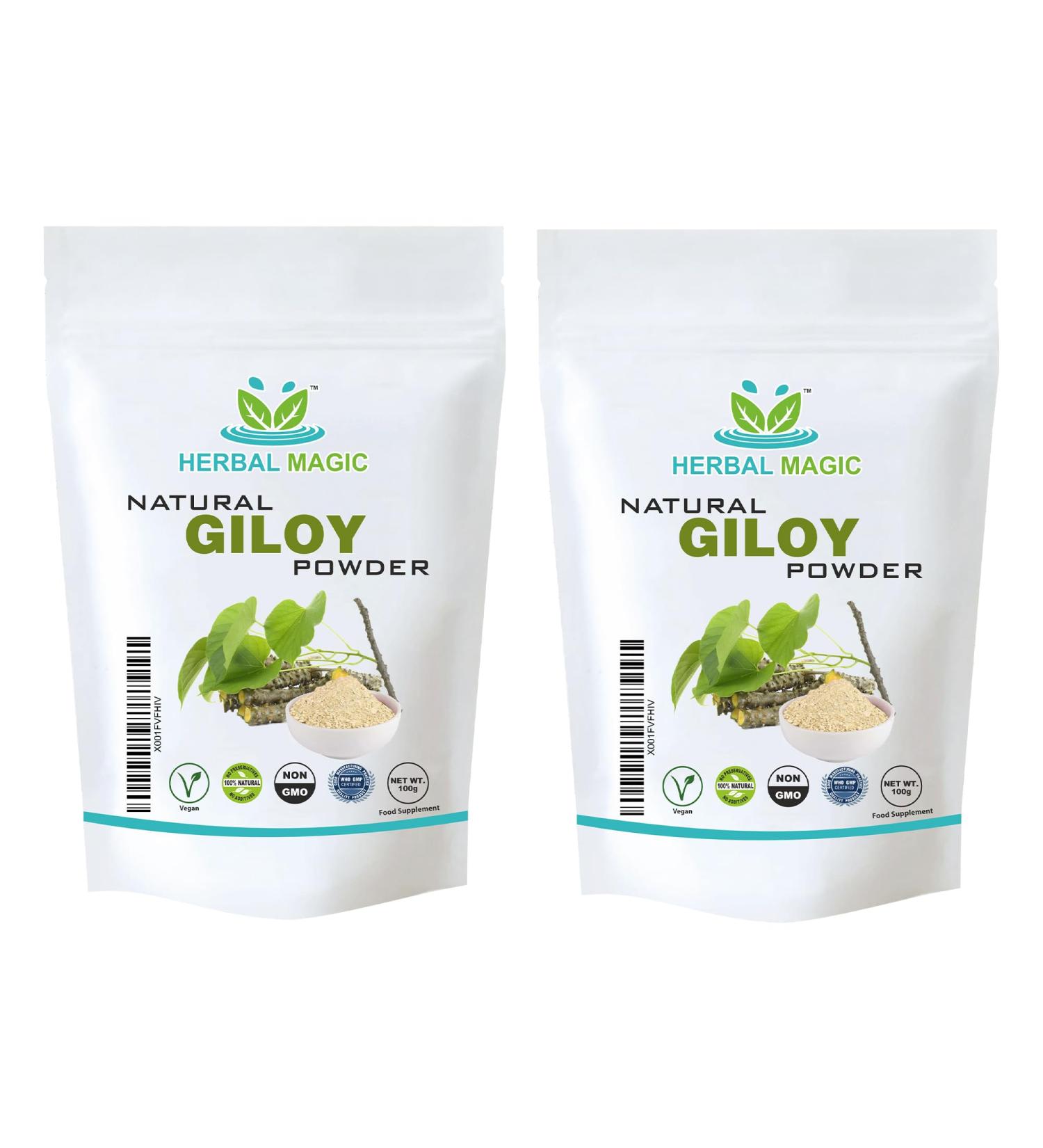 Herbal Magic's Pure & Natural Giloy Powder for Super Smoothies Shakes soups - Premium Quality Powder - Free from Fillers & Preservatives - 200g - Buy Online on GoSupps.com