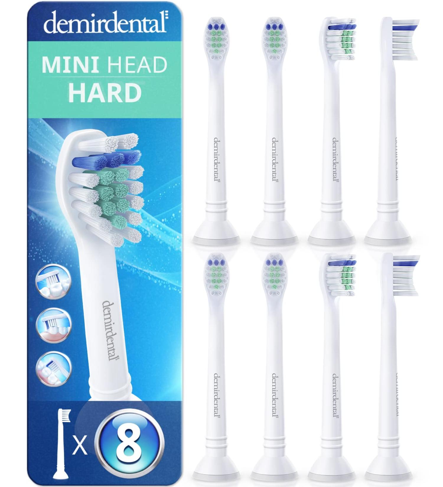 Toothbrush Heads Mini Hard Compatible with Philips Sonicare Toothbrush Heads - Small Replacement Heads - Small Brush Heads - White - HX7048-8 Pack Us Version 8 Count (Pack of 1)
