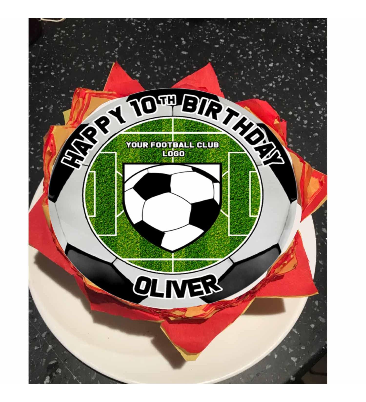 Your Football Team Logo Birthday Personalised 7.5 in Edible Icing paper Cake Topper Decoration - Buy Online on GoSupps.com