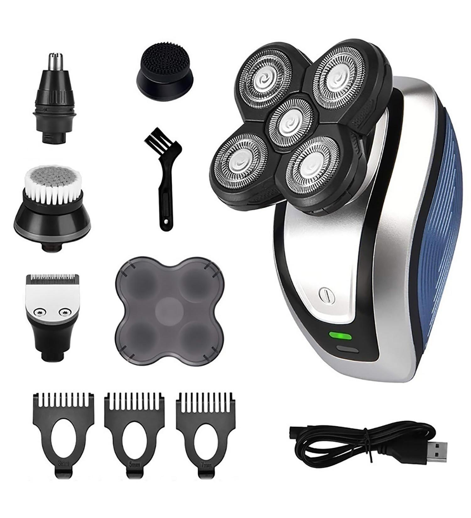 5 in 1 Rechargeable Electric Shaver | Men's Bald Head Grooming Kit with Five Floating Heads - Buy Online on GoSupps.com