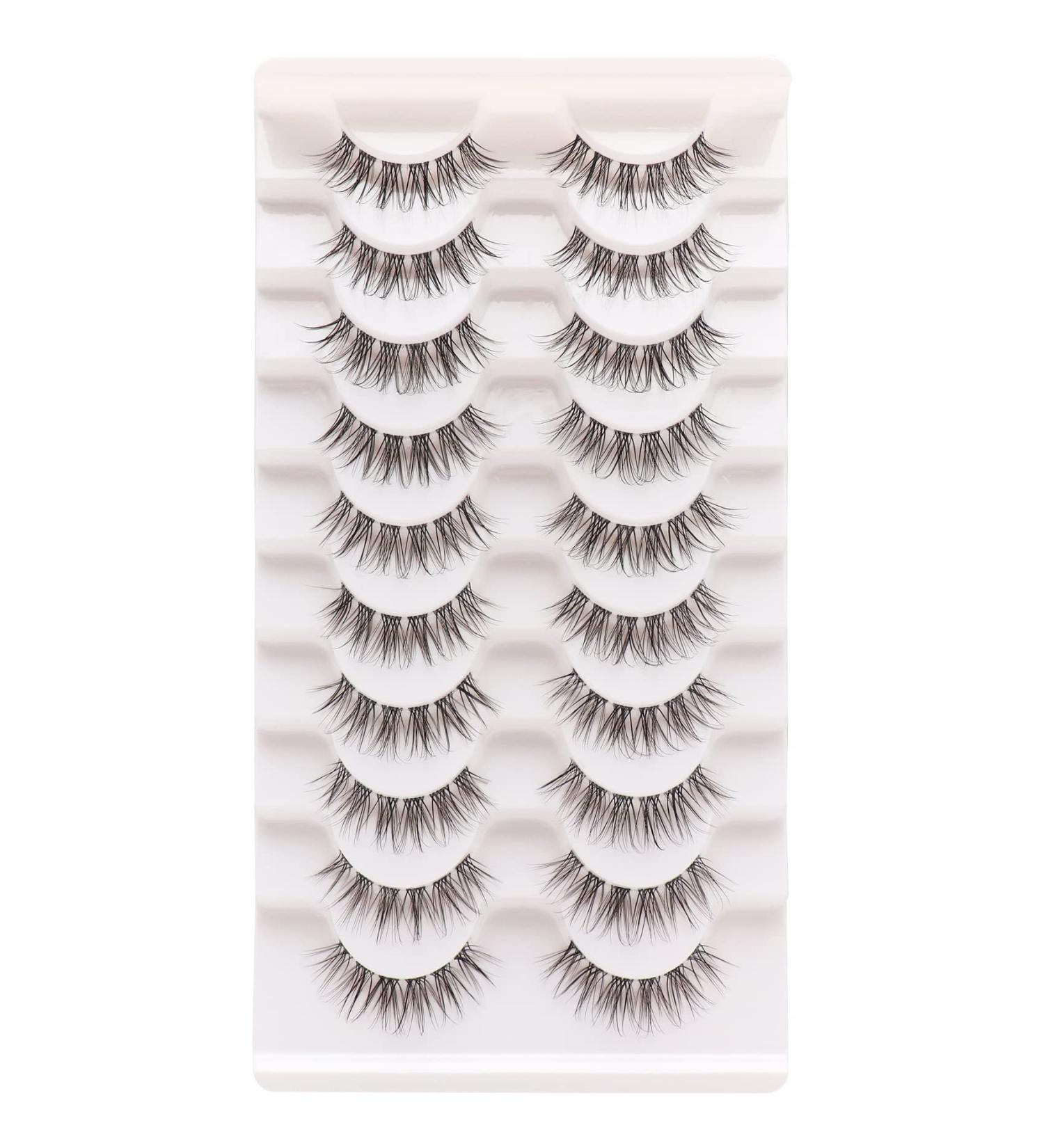 Losha Fluffy CC Curl Faux Mink False Eyelashes - Natural Look, Reusable Wispy Lashes | 10 Pack - Buy Online on GoSupps.com