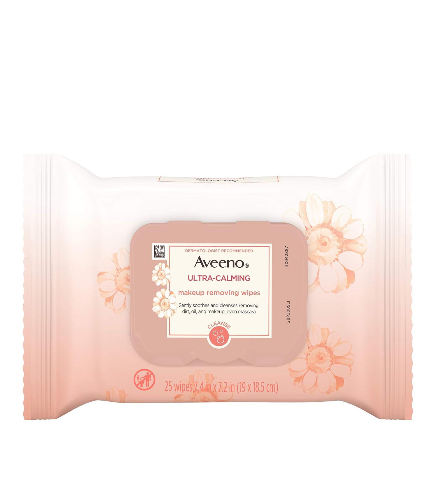 AVEENO Active Naturals Ultra-Calming Makeup Removing Wipes - 25 Pack | Gentle Soothing & International Shipping Available - Buy Online on GoSupps.com