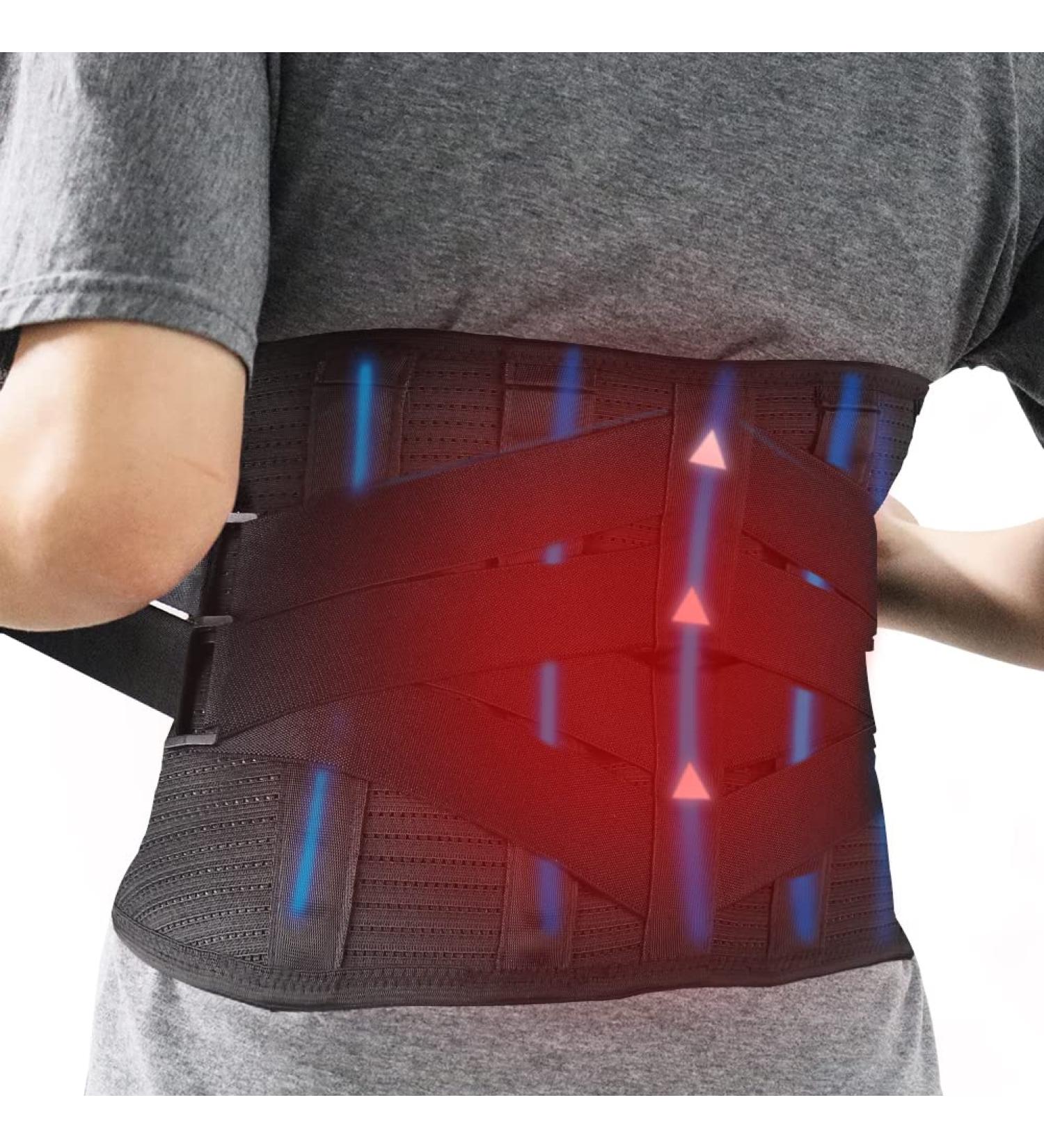 Heated Back Brace Wrap for Lower Back Pain Relief - Lumbar Support with Heating, Metal Stays - Sciatica, Herniated Disc - Size L (41-49) - Buy Online on GoSupps.com