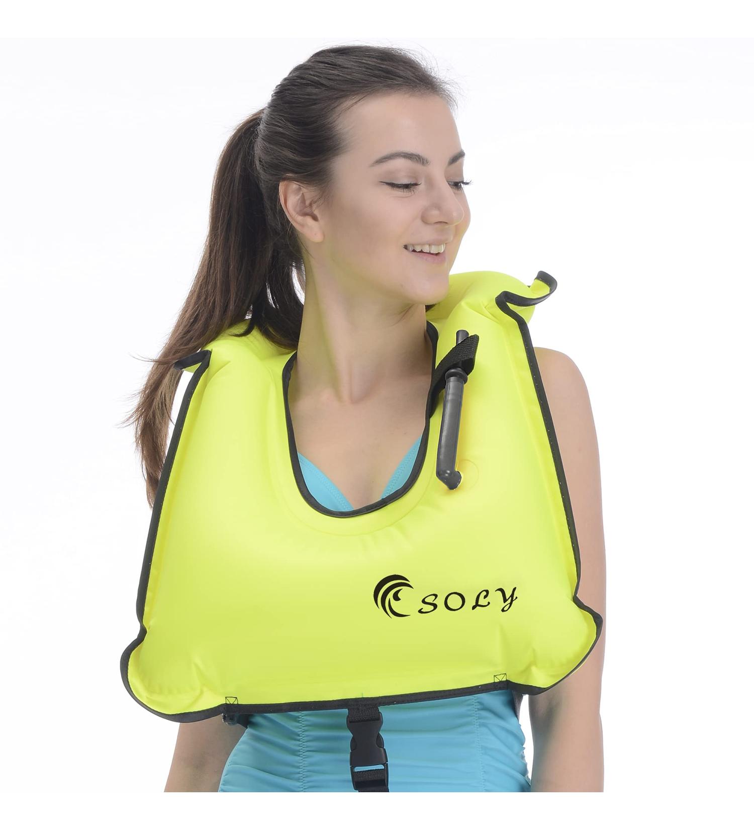 Adjustable Inflatable Snorkel Vest for Adults and Kids - Green | Water Sports Safety Gear | SOLY - Buy Online on GoSupps.com