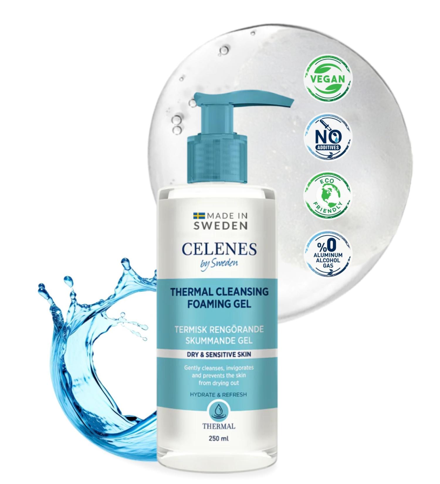 CAREX BENELUX Celenes by Sweden Thermal Cleansing Foam Gel Paraben & Alcohol Free Enriched with Natural Herbal Extracts Ideal for DrySensitive Skin 250ml - Buy Online on GoSupps.com