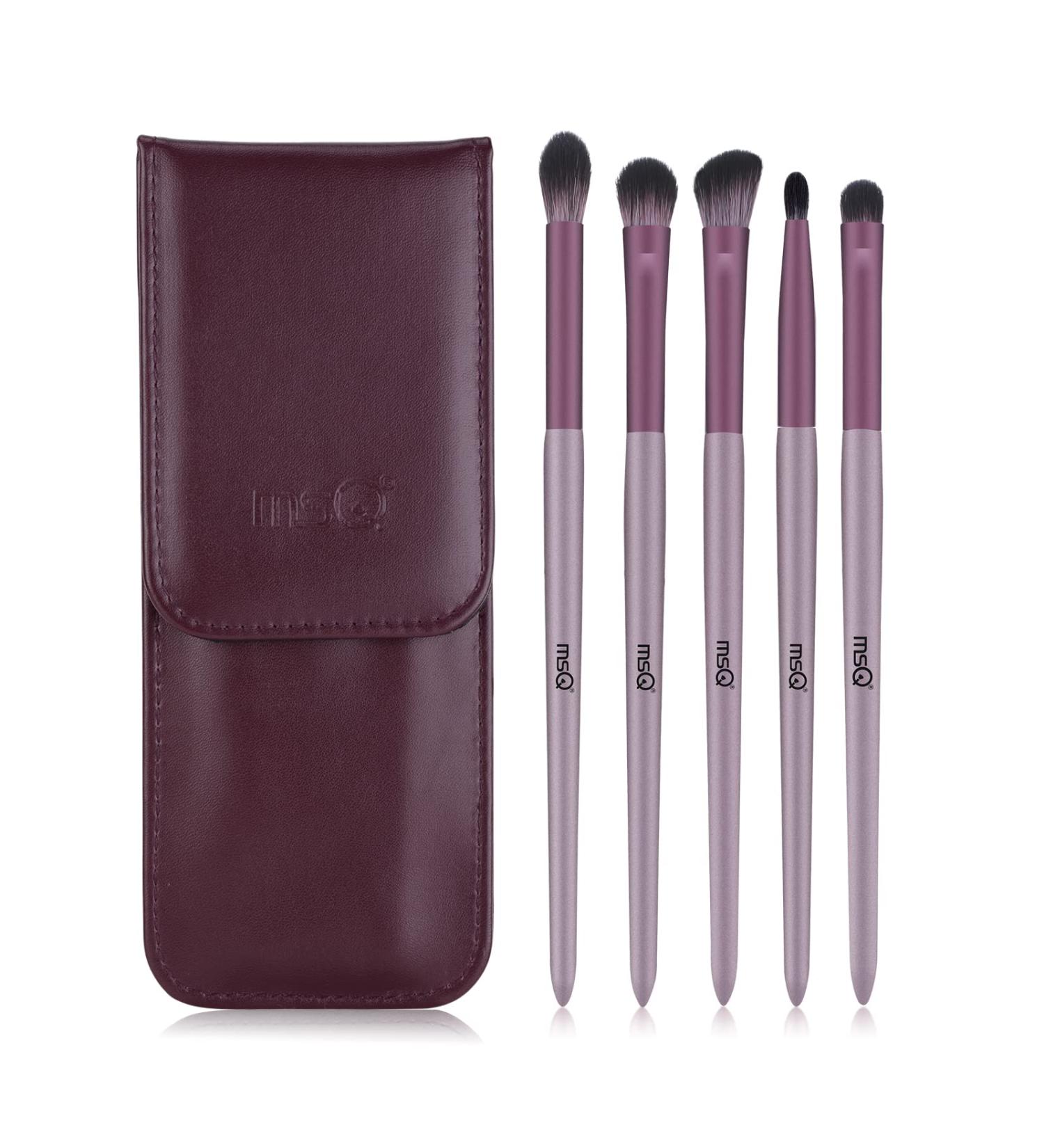 MSQ 5-Piece Eyeshadow Brush Set - Makeup Brushes for Blending Highlighter & Concealer - Includes Bag - Perfect for International Shipping - Buy Online on GoSupps.com