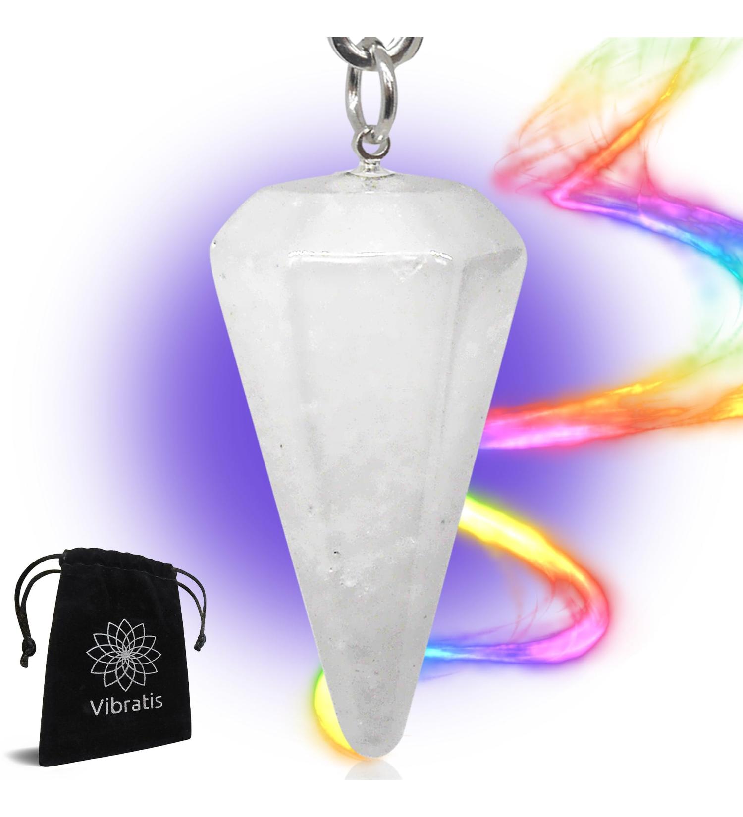Vibratis pendulum for radiesthesia made of crystal cone cone shape pendulum rock crystal