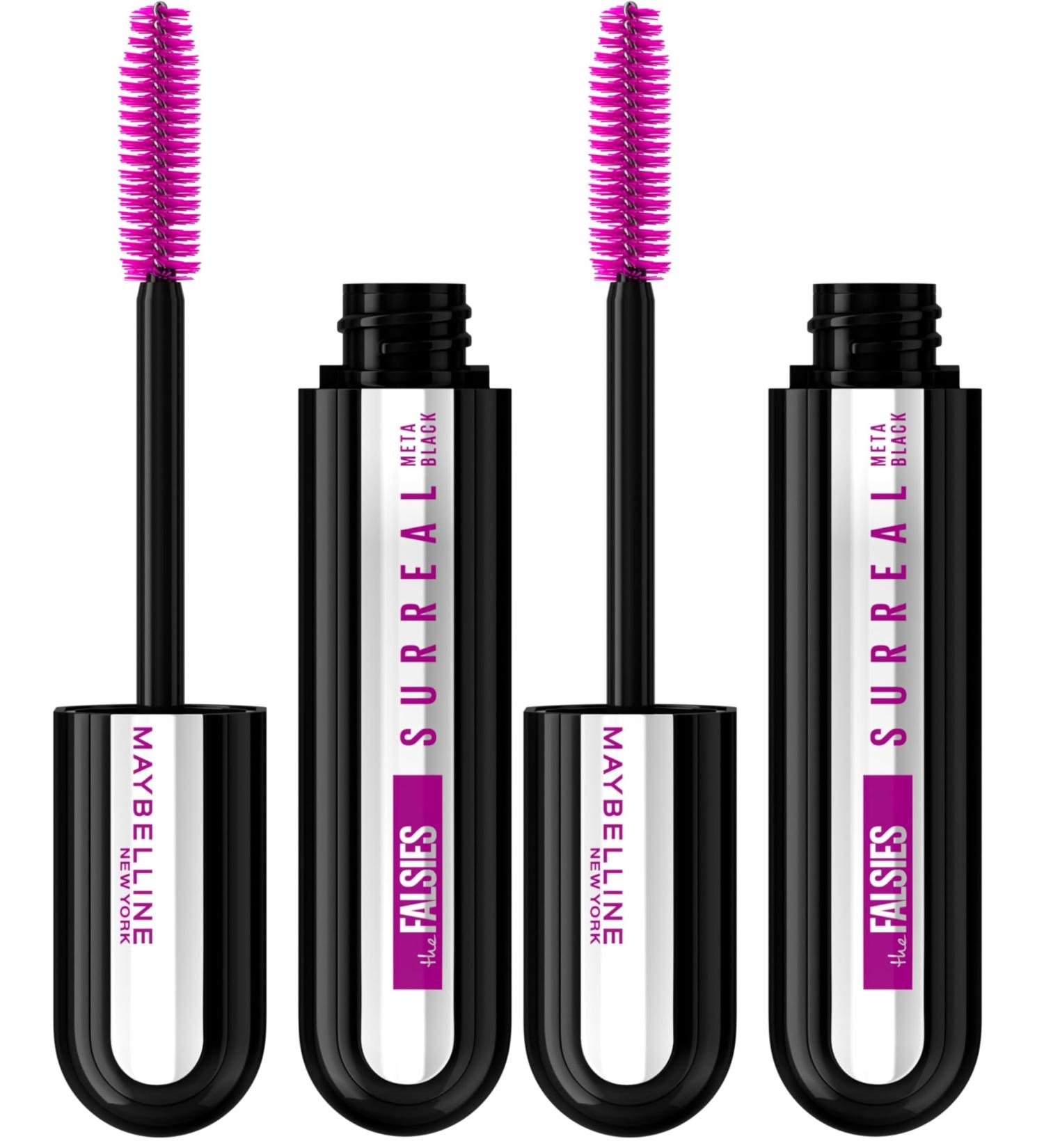 Maybelline New-York - Mascara Effet Extension de Cils Extra Noir - Longueur & Volume - Tenue 24H - Falsies Surreal Meta Black - Noir - 10 ml (Lot de 2) - Buy Online on GoSupps.com