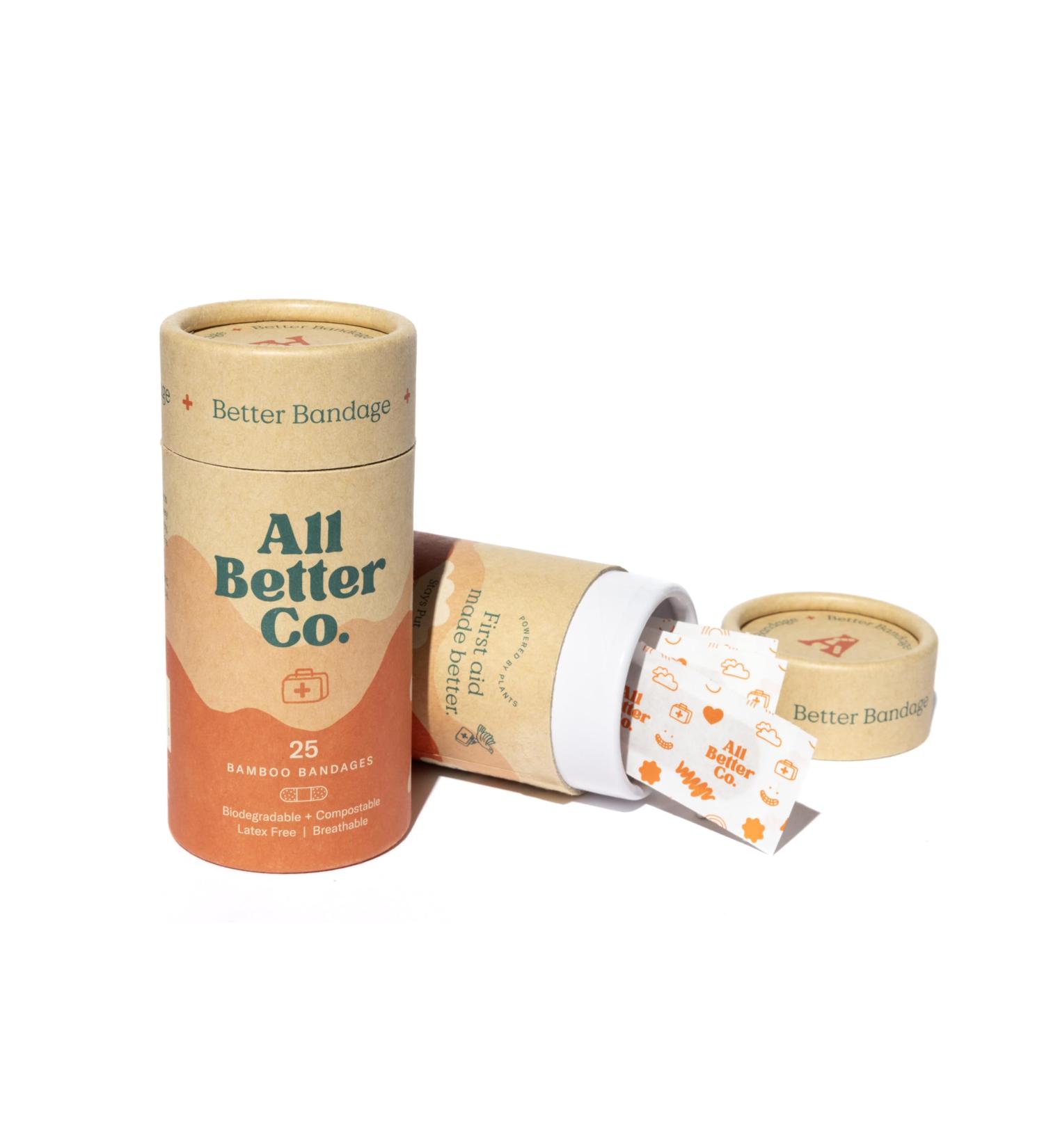 Better Bandage - Organic Bamboo Hypoallergenic & Eco-Friendly Adhesive Bandages - 25 Pack for Sensitive Skin - Buy Online on GoSupps.com
