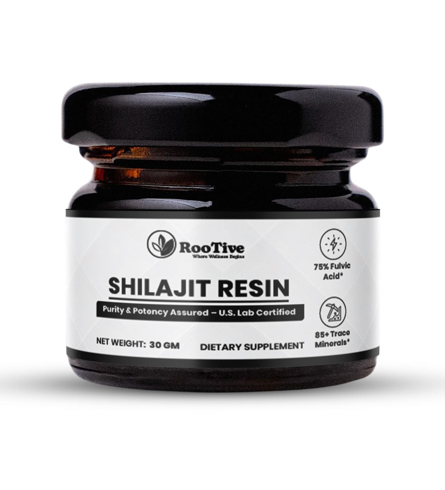 ROOTIVE Himalayan Shilajit Resin | Gold Grade | 400mg High Potency | 75 Servings | 75%+ Fulvic Acid & 85+ Trace Minerals | Energy Stamina & Vitality for Men & Women - Buy Online on GoSupps.com