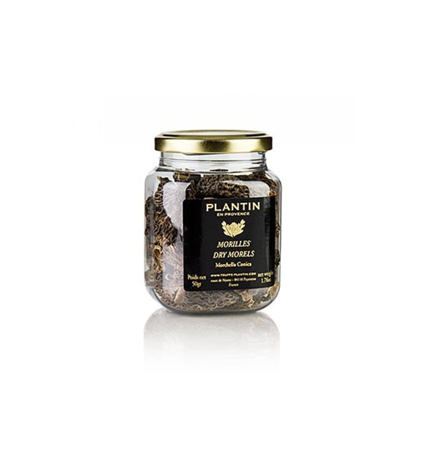 Plantin - Extra Dried Wild Morel Mushrooms (Morchella Conica) 1.75 Oz/50g Jar GMO-free Kosher Certified Imported from France