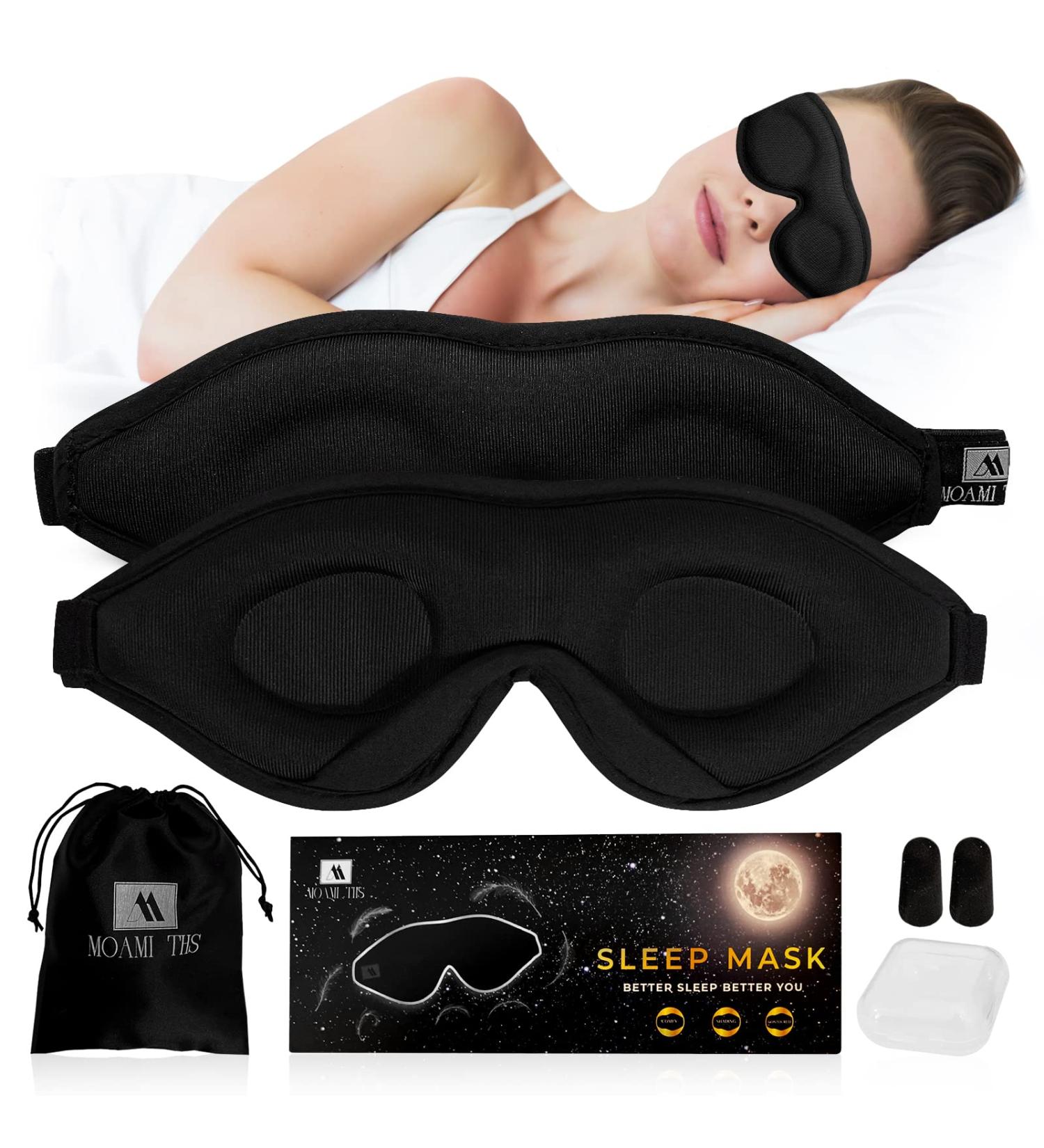 Luxury Sleep Eye Mask for Men & Women - Black Concave Molded Night Sleep Mask - Comfortable Cover for Travel, Yoga, Nap - 3D Contoured Cup Sleeping Mask & Blindfold - Buy Online on GoSupps.com