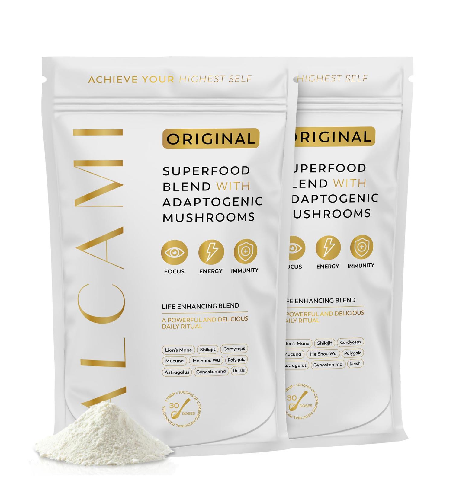 alcami elements Mushroom Coffee Creamer Superfood Blend 10X Concentrated Extract with Lion s Mane Reishi & Cordyceps Energy & Focus Support Premium Supplement Powder Double Pack 60 Servings - Buy Online on GoSupps.com