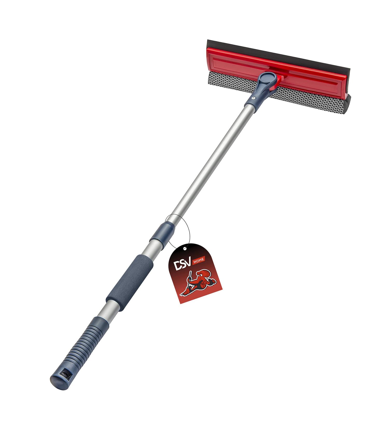 DSV Professional Window Squeegee | 2-in-1 Cleaner with Sponge & Rubber Strip | Telescopic Pole | 127.5cm Extension | Multi-Angle Cleaning - Buy Online on GoSupps.com