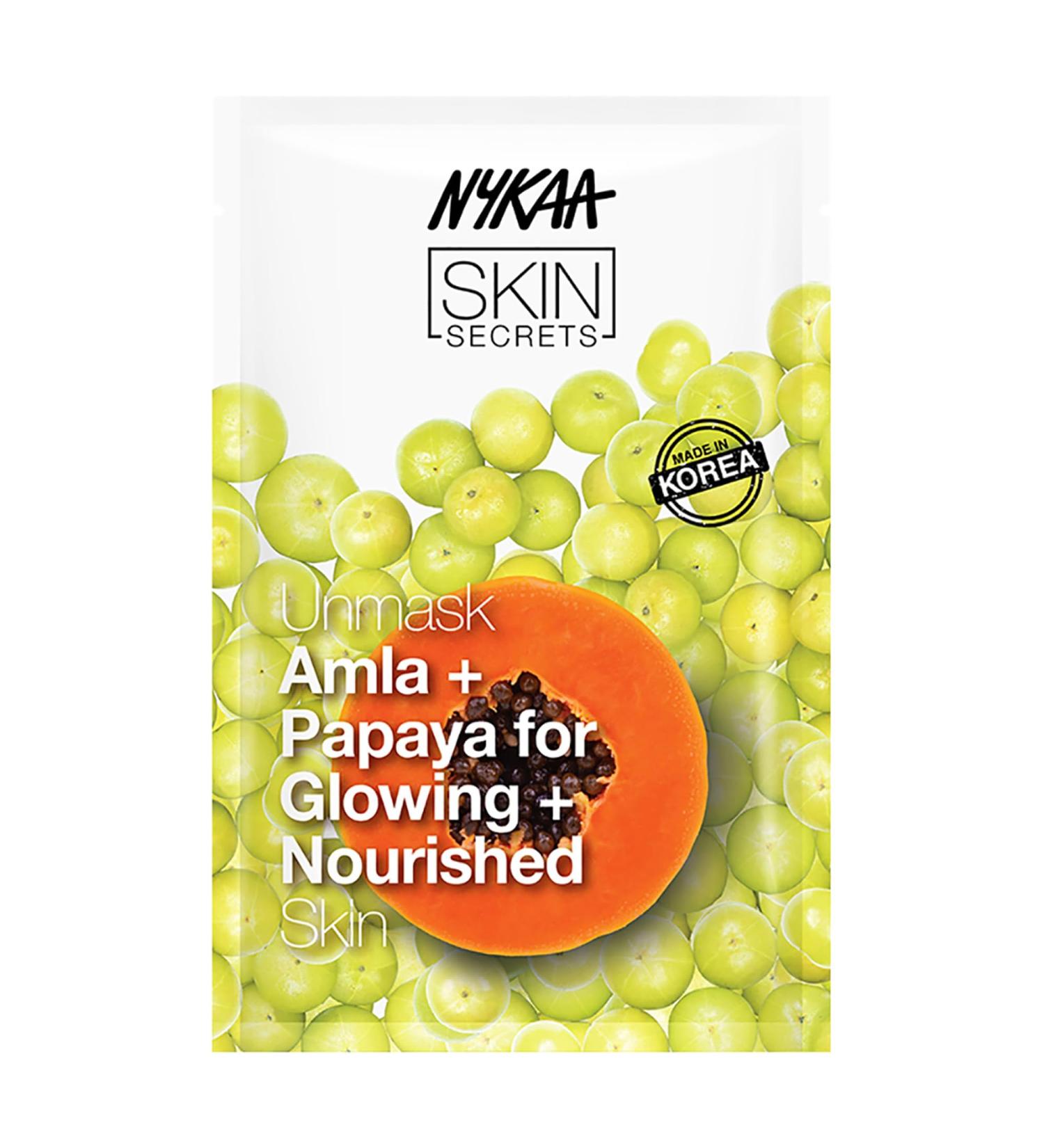 Nykaa Naturals Skin Secrets Bubble Sheet Mask - Amla & Papaya | Exfoliating Acne Scar Lightening | Pore Minimizing Face Mask - 0.67 oz - International Shipping Available - Buy Online on GoSupps.com