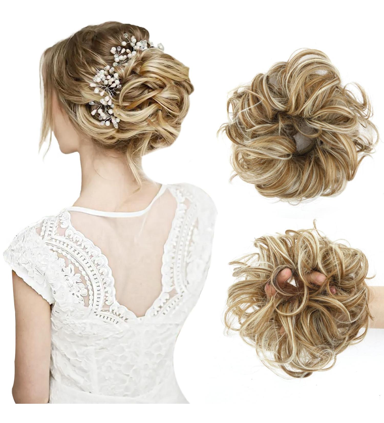 F27/613# 35g Messy Bun Hair Piece | Curly Wavy Scrunchies Extension for Women | Synthetic Chignon Updo Accessory for Girls - Buy Online on GoSupps.com