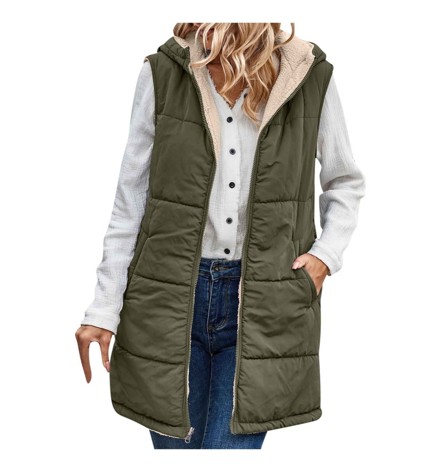 oelaio Women's Long Jackets Winter Warm Sherpa Fleece Coats Zip Up Hooded Overcoat Fuzzy Lined Outerwear Pocket Jacket Army Green Medium - Buy Online on GoSupps.com